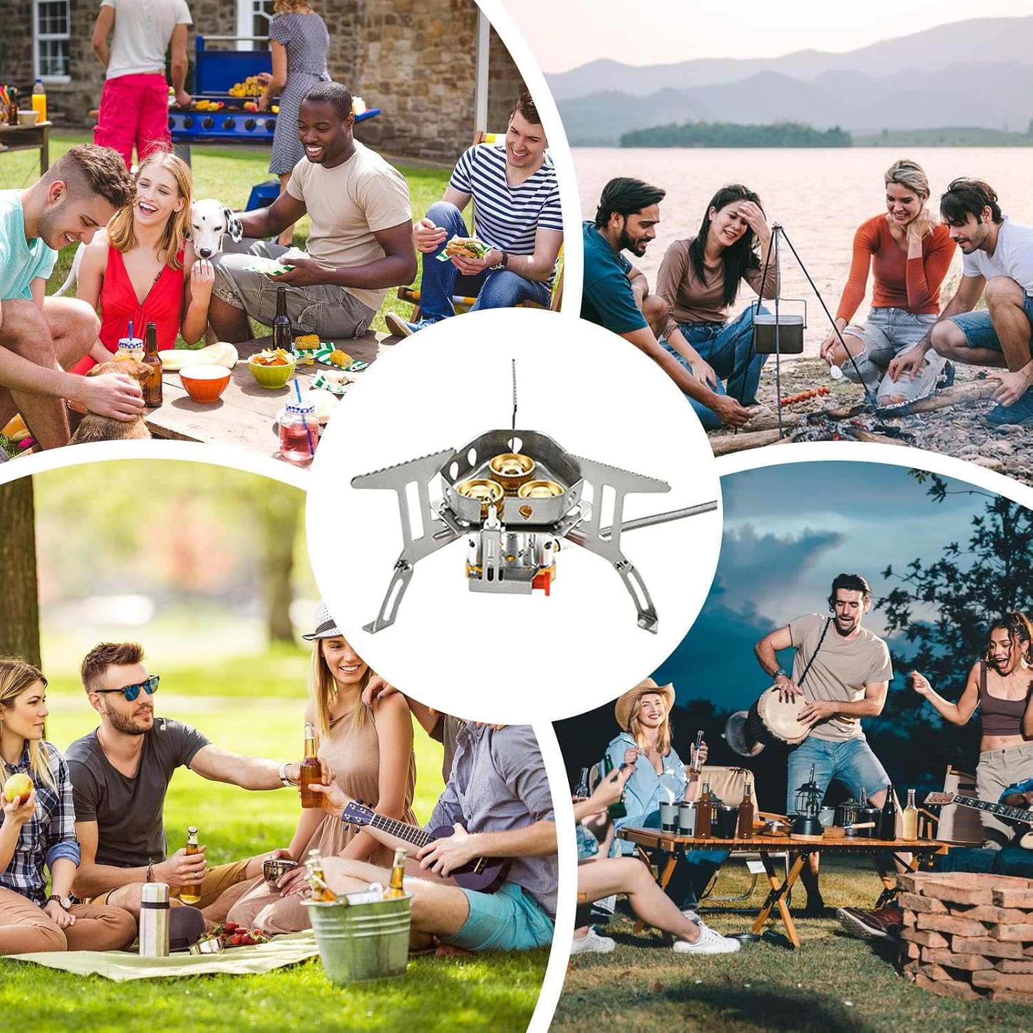 Backpacking Stove - Folding Windproof Burner - 12800W Backpacking Stove Kit for Hiking | for Indoor Outdoor Hiking Travel Picnic Fishing Beach BBQ Climbing