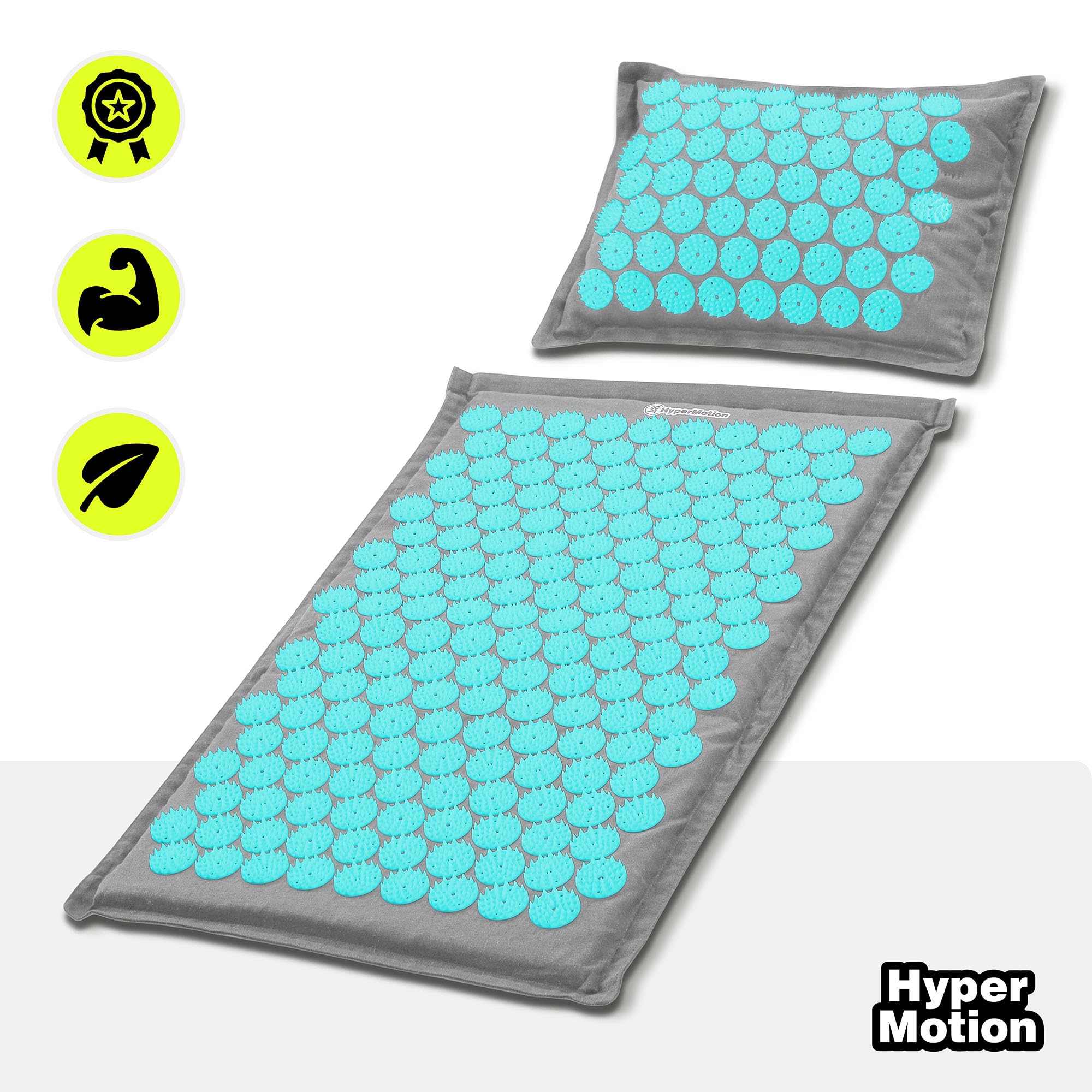 Hypermotion Tapis Agopressione ECO, Tappetino Champ de Fleurs 3-in-1 in Lino, Fibra di Cocco e Grano Saraceno - Allevia Mal di Schiena, Collo e Tensioni Muscolari - 7 182 Punti di Pressione