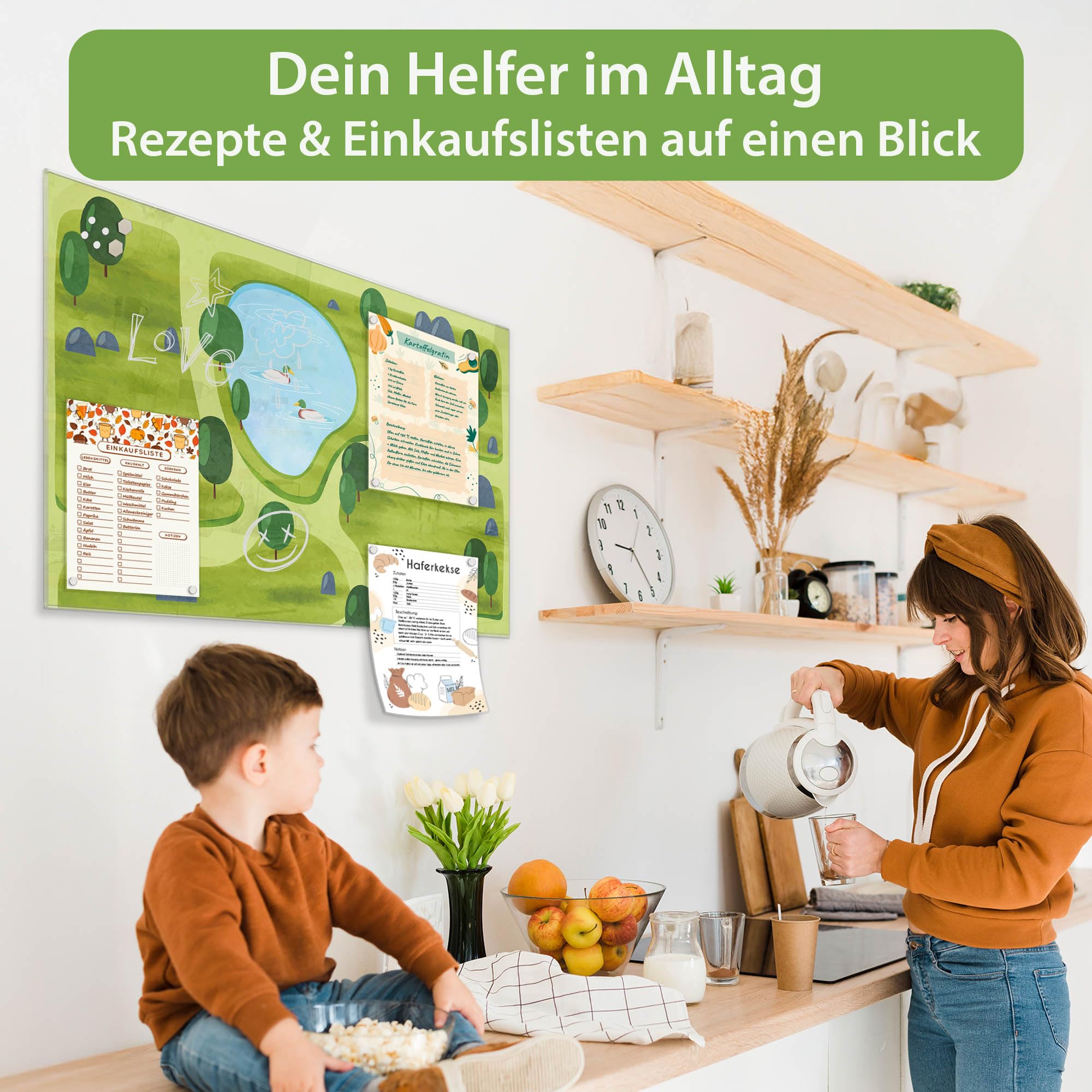 banjado Glas-Magnettafel in 120x80cm, beschreibbar mit Tiermotiv
