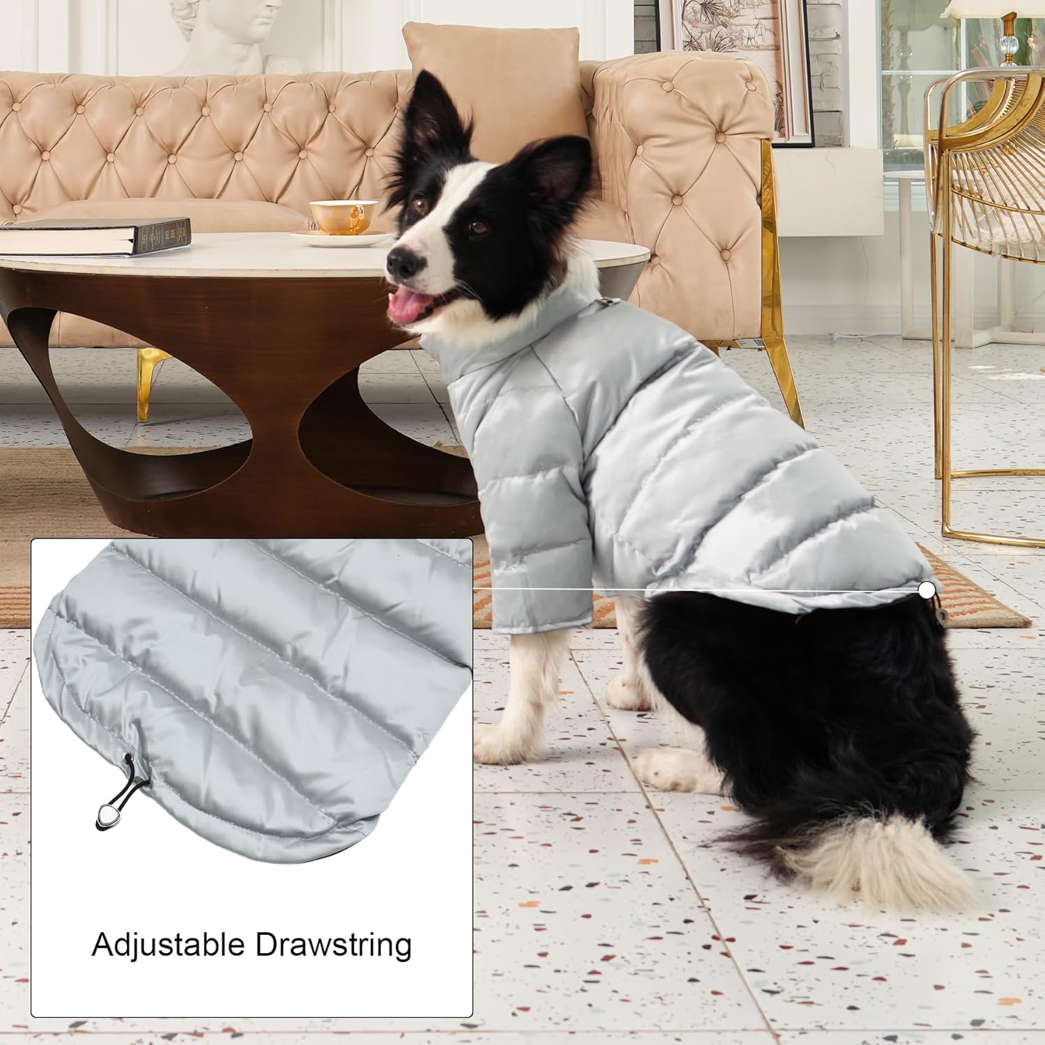 Heavyweight Dog Puffer Coat for Extra Cold Winter,Thicken Warm Insulated Puppy Down Jacket for Small Dogs,Silvergray M