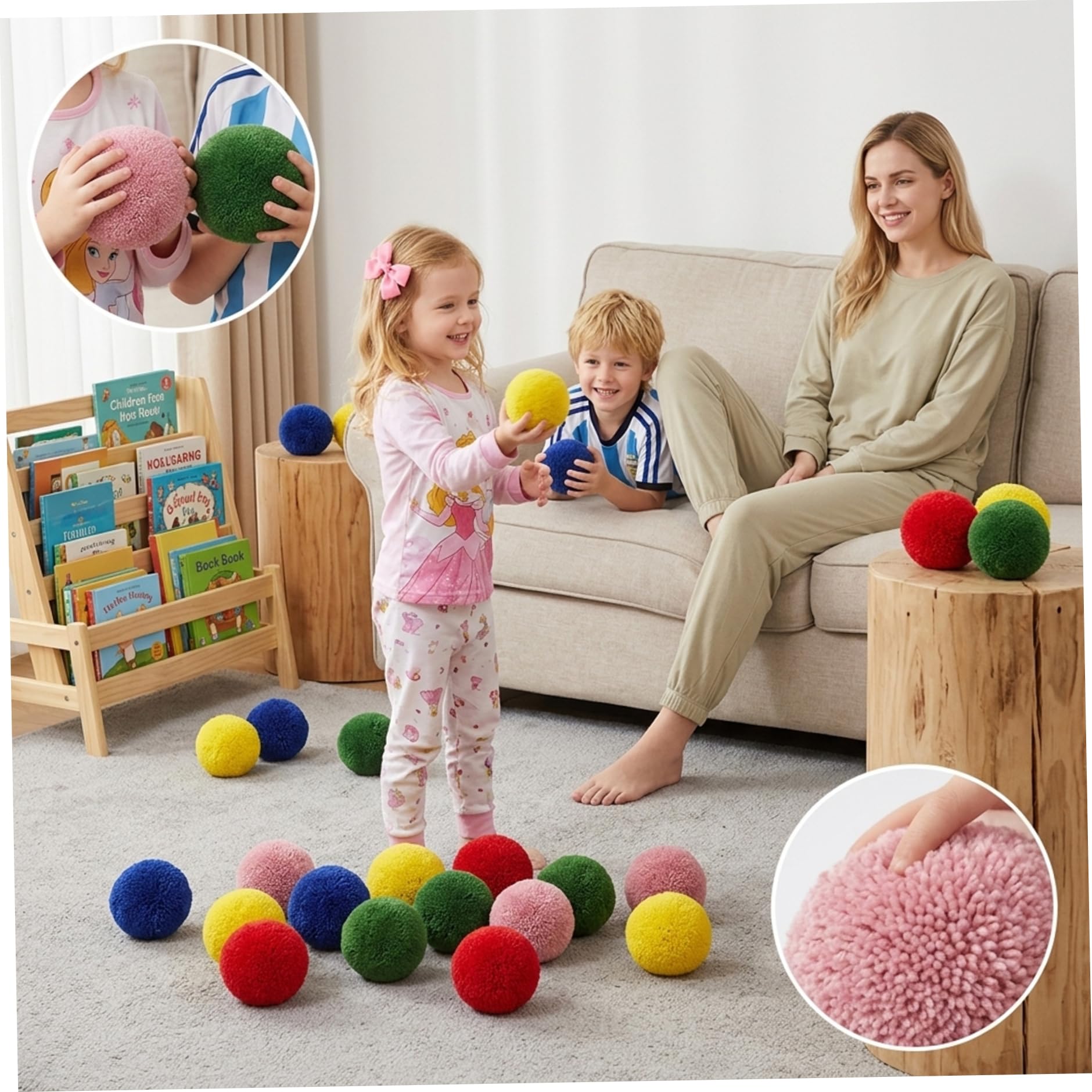 Palline da Dodgeball | Confezione da 24 Palline in Filato, da morbide e Soffici da 10 cm per Bambini e Adulti, Parco Giochi Sicuro per Giochi all'aperto al Coperto, Pallamano, Casuale