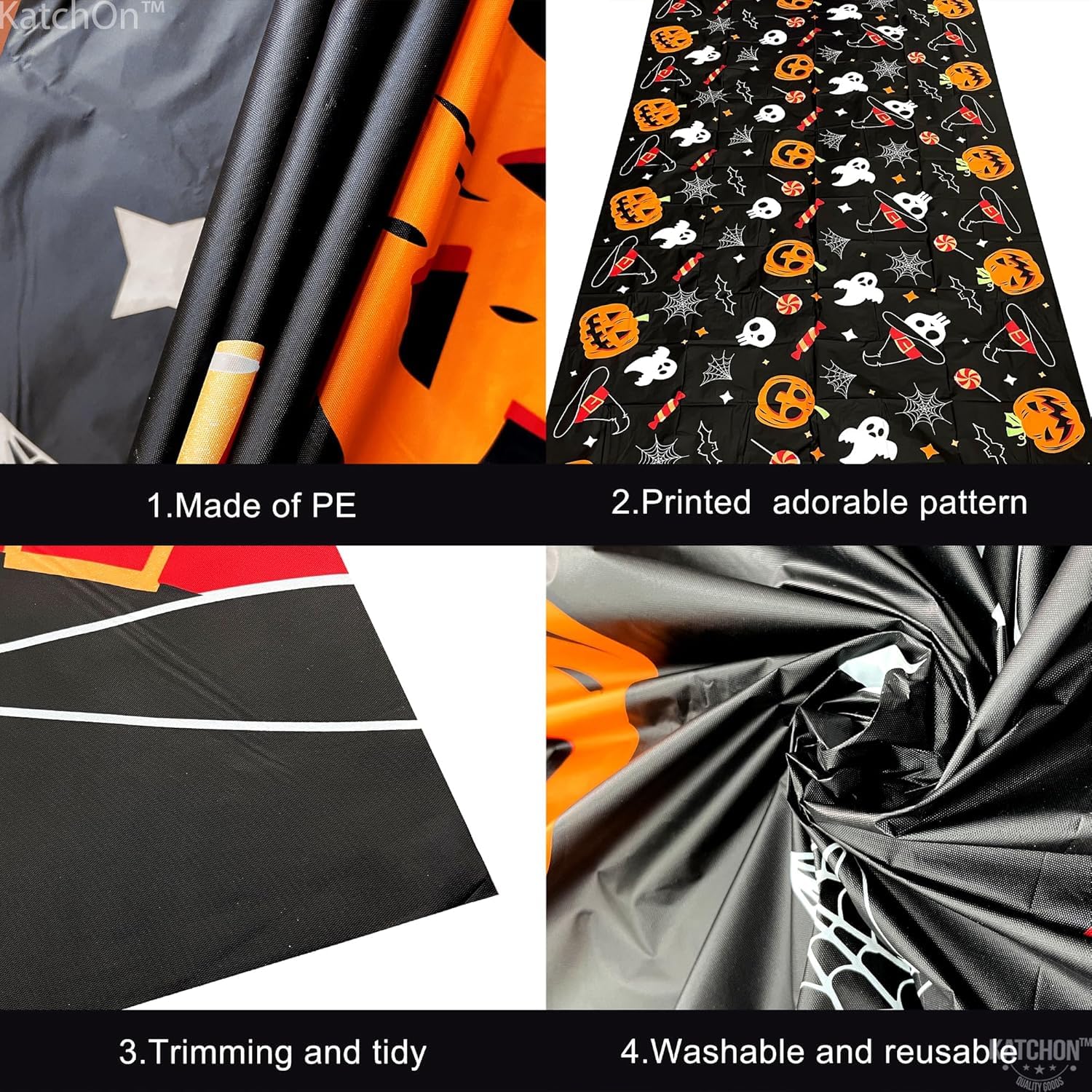 Halloween Pumpkin Tablecloth, Halloween Table Decorations, Halloween Tablecloths, Pumpkin Spider Web Ghost Bat Waterproof Tablecover for Indoor Outdoor Halloween Party Home Decorations - Image 3