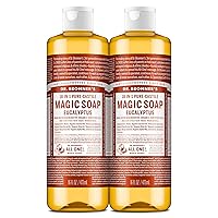 Vista 11 de Dr. Bronner's - Jabón líquido puro de Castilla (Eucalipto, 8 onzas) - Hecho con aceites orgánicos, 18 usos en 1: cara, cuerpo, cabello, lavandería