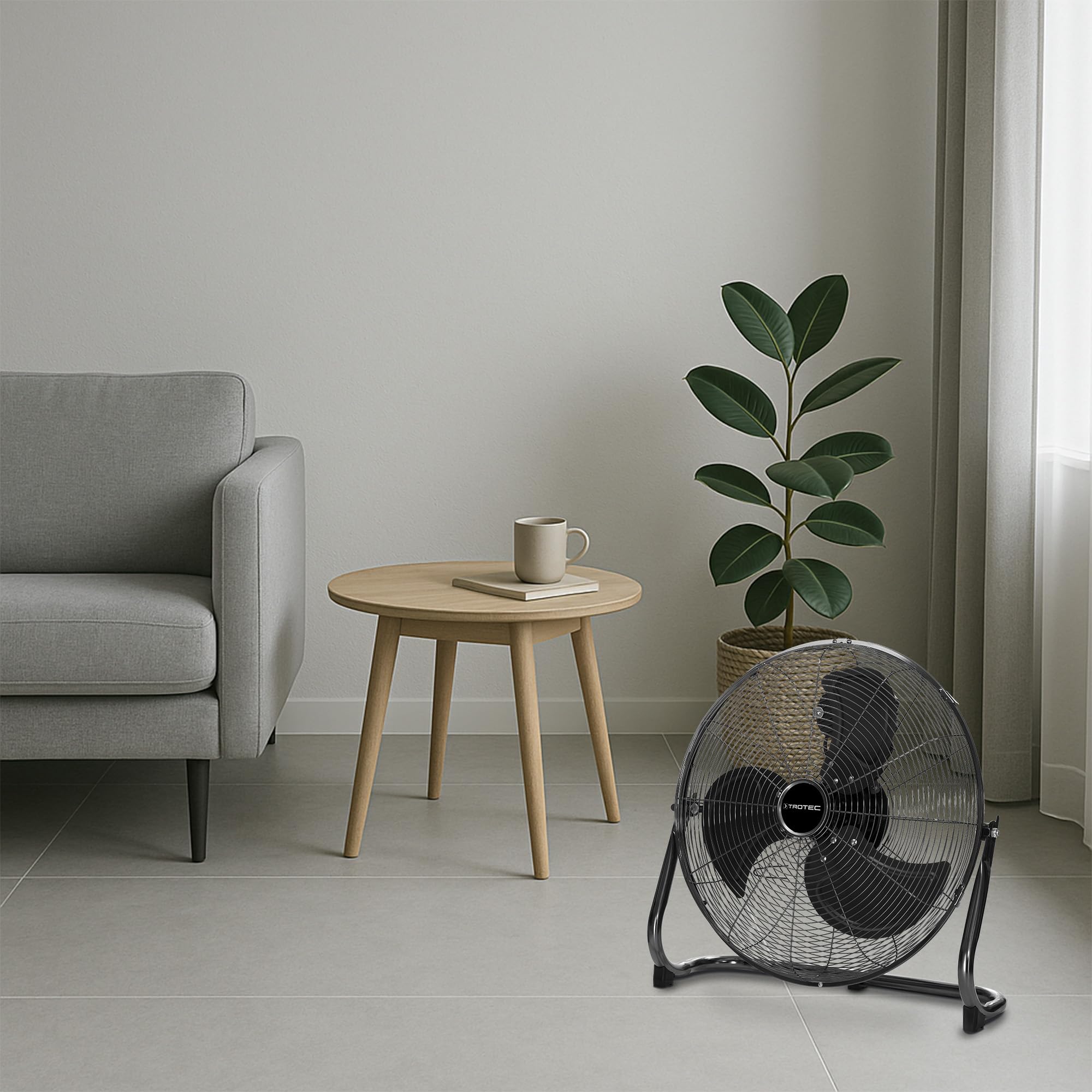 TROTEC Ventilatore da pavimento TVM 19-120 W, Ø 45 cm, alloggiamento in metallo, 3 velocità, inclinabile, potente, ideale per casa, ufficio o studio