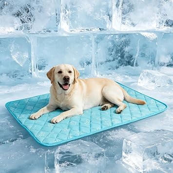 BEAUTYZOO Dog Cooling Mat, Durable Cooling Mat for Large Dogs 35x23in, Blue