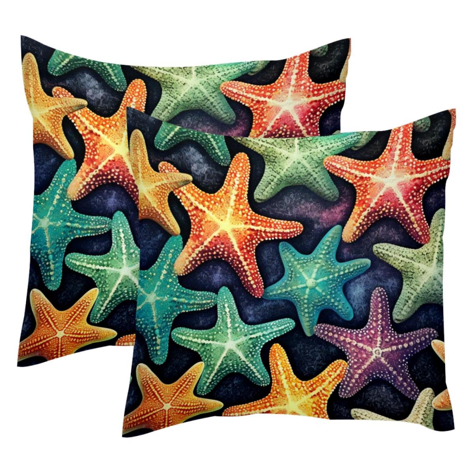 Housse de coussin velours 50x50 cm motif mer pour decoration canape salon bord de mer