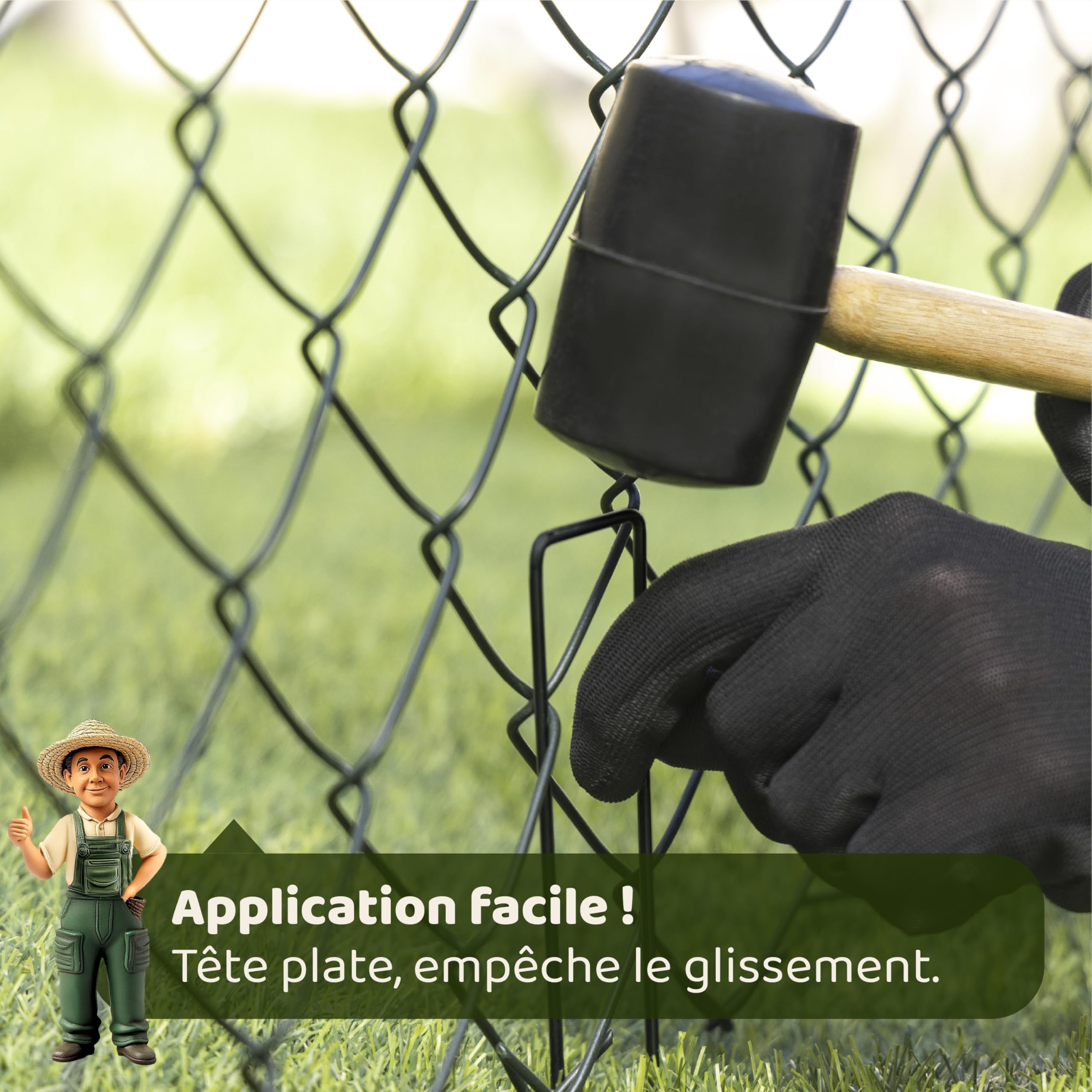 SeedPal Sardines de Fixation en Acier (50 Pièces) - Agrafes de Fixation pour Toile de Paillage, Grillage et Filet - Piquets de Jardin - 150 mm Long, 25 mm Large, Ø 2.7 mm