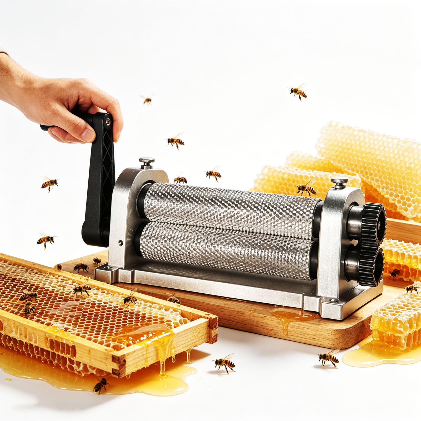 YANGYMM Manual Beeswax Comb Foundation Machine, beeswax foundation machine for beekeeping 4.9MM