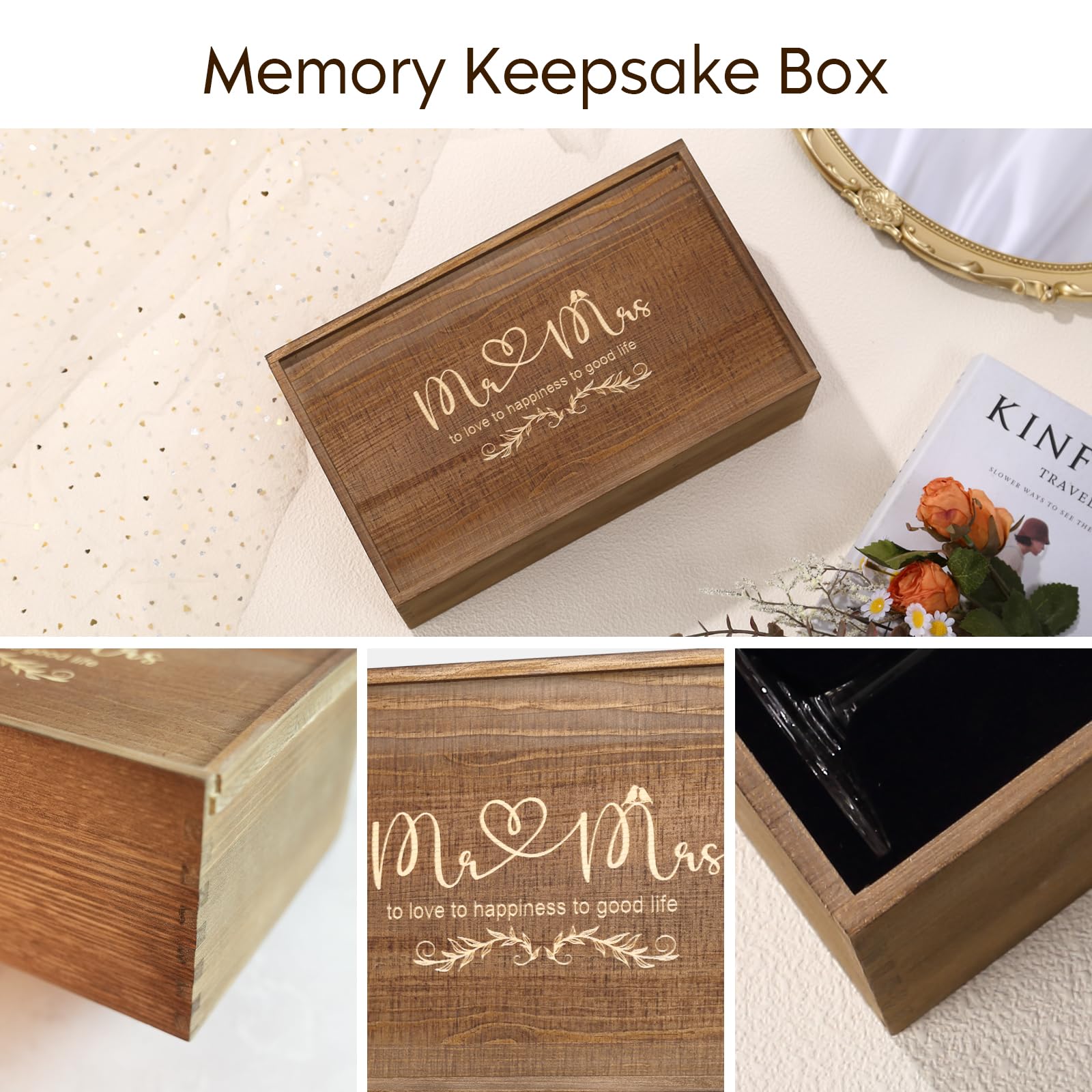 Juego de 2 copas de champán de boda, sopladas a mano, copas de champán para novia y novio, copas de champán para boda, compromiso, aniversario, despedida de soltera (juego de caja conmemorativa)