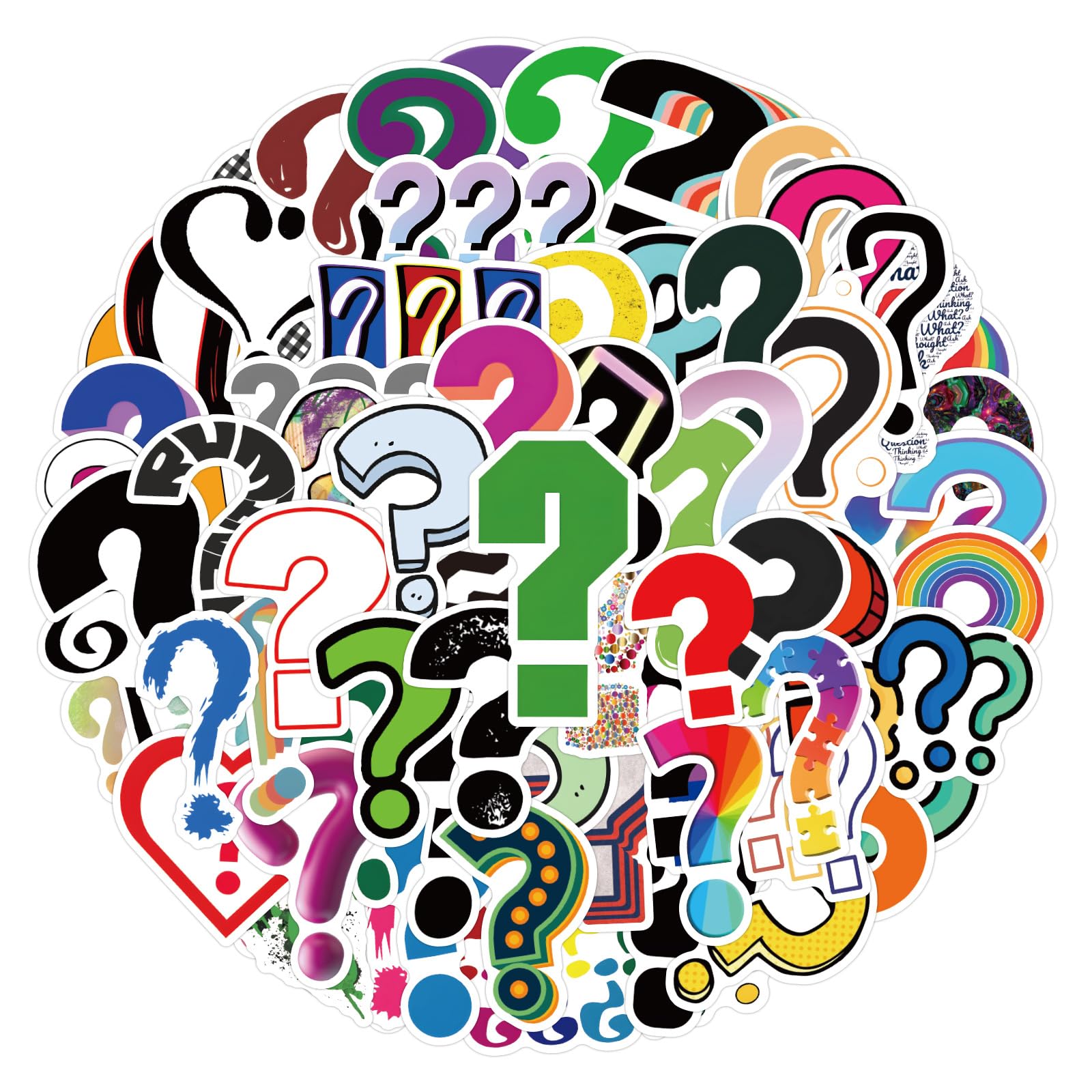 Bric Dodo 120 Stück Fragezeichen Aufkleber Auto Laptop Telefon Gitarre Skateboard Motorrad Fahrrad Question Mark Stickers Set Vinyl Wasserdicht Aesthetic Aufkleber für Jugendliche Kinder Erwachsene