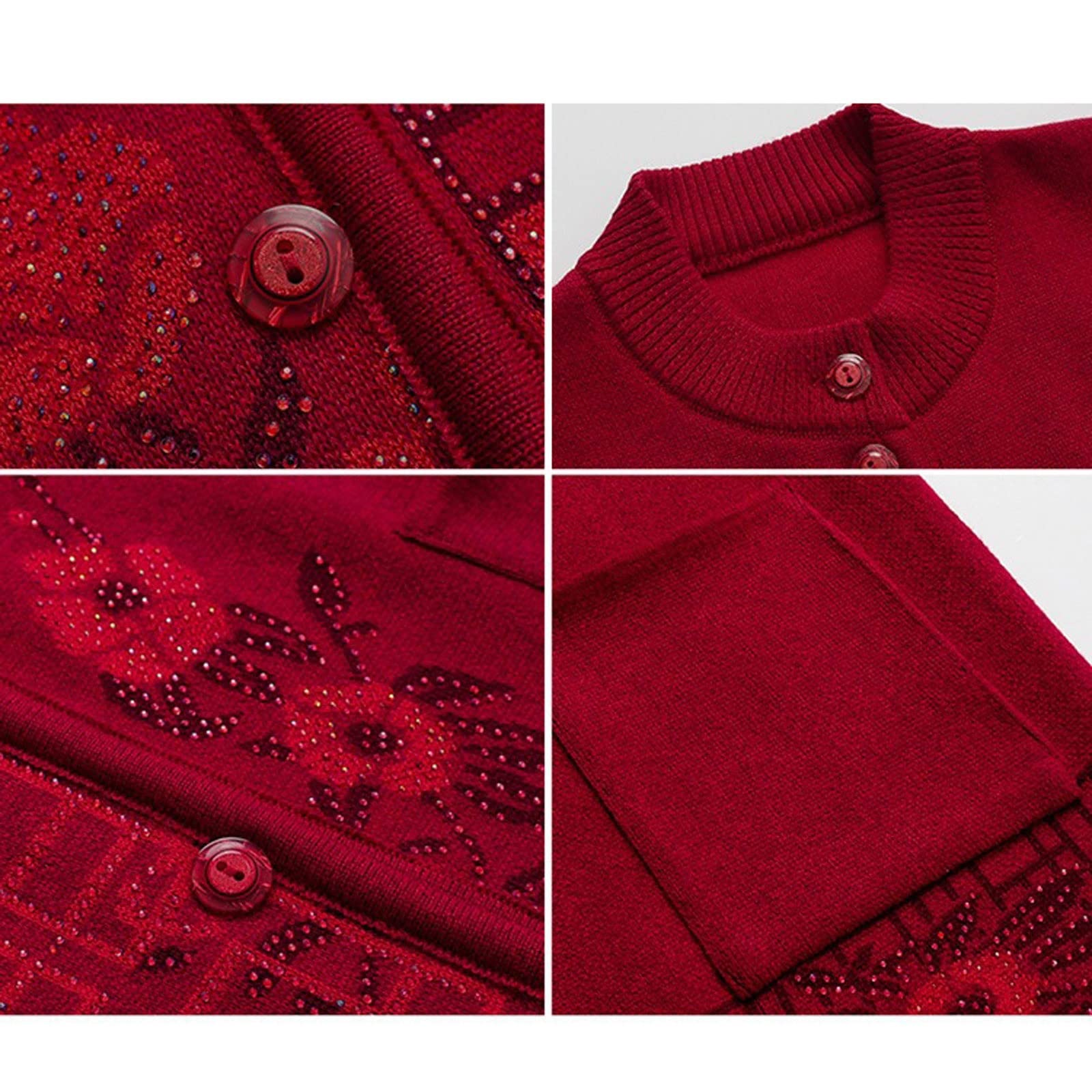 Damskie kardigany Starszy sweter rozpinany jesienno-zimowy dzianinowy płaszcz rekreacyjny Sweter z dzianin (Color : A, Size : 2xl-size)