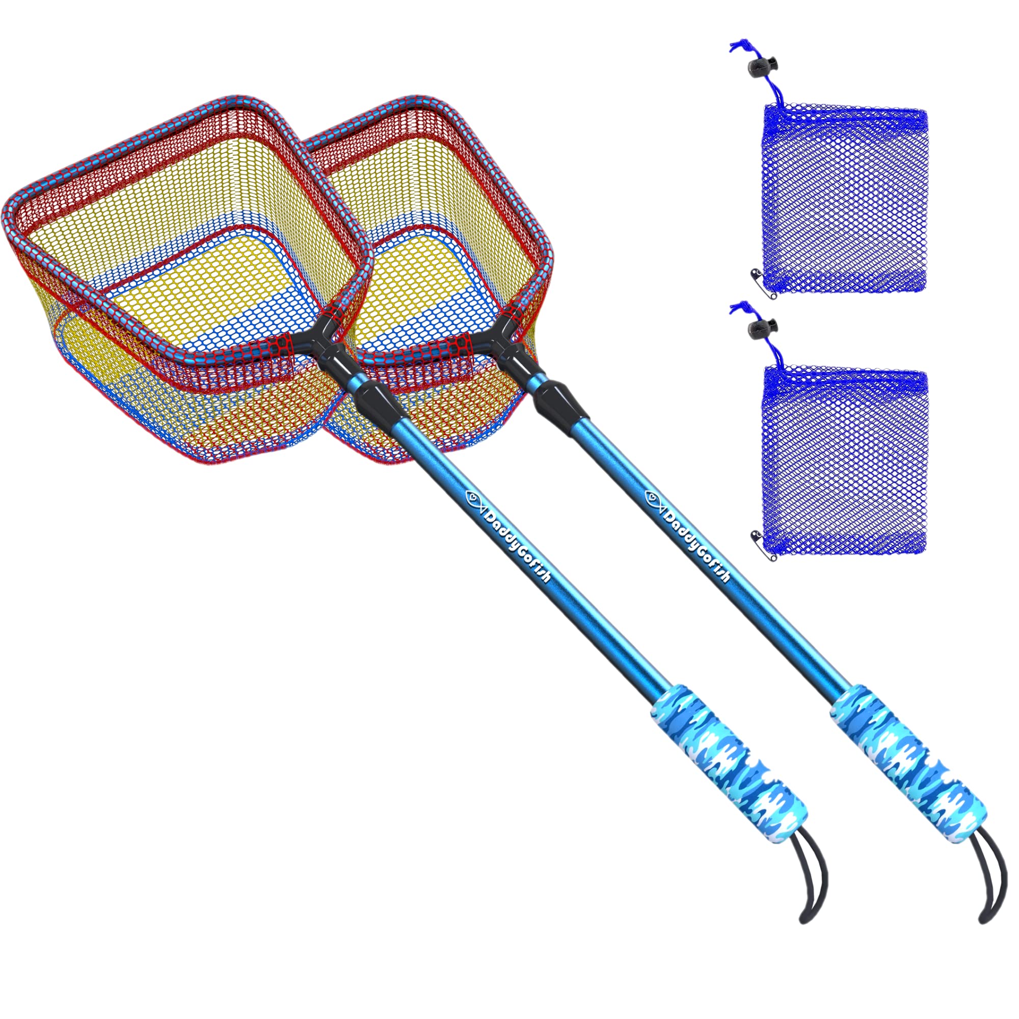 Kids Fishing Net - Extendable Telescopic Landing Net for Boy Girl Children Catching Small Fish Crab Shrimp Minnow Dragonfly Beach Pier Lake River Ocean