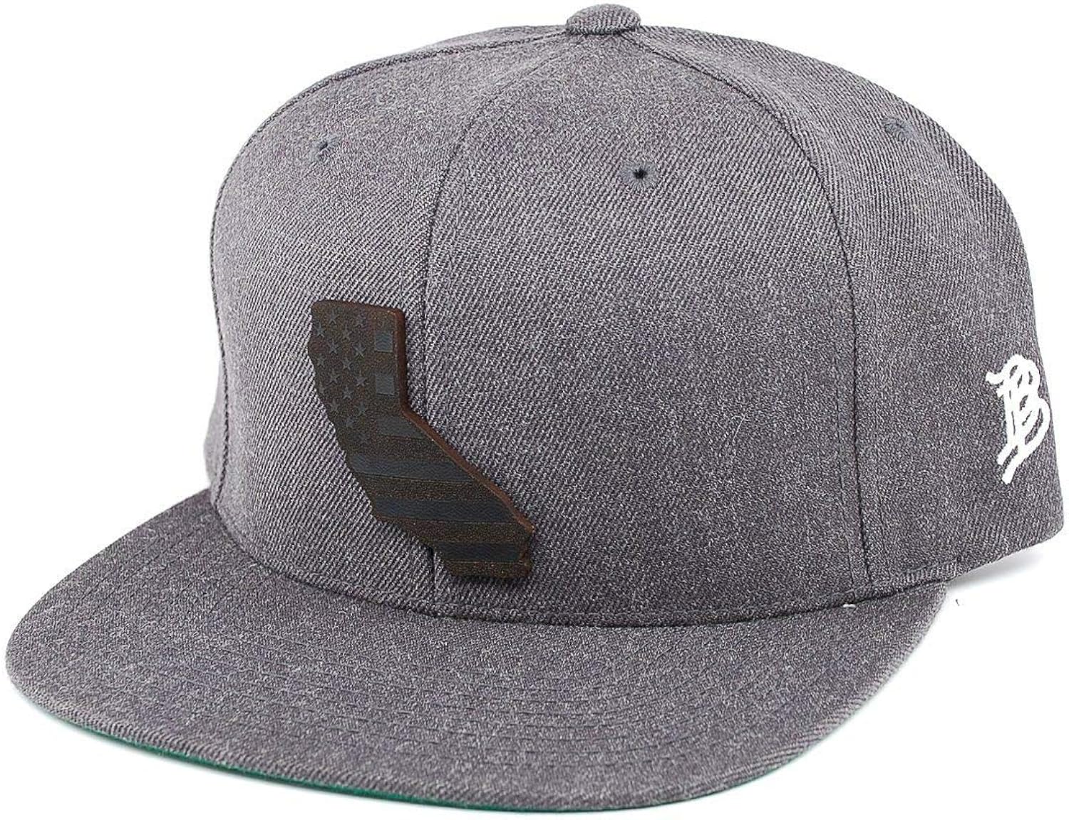 Black Leather Patch Snapback Hat 