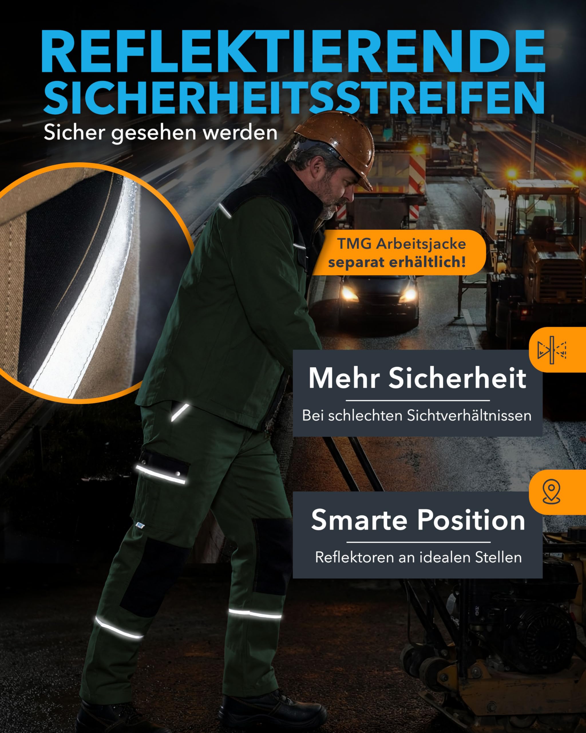 TMG Arbeitshose Herren mit Kniepolstertaschen Style in Übergrößen erhältlich - Robuste Arbeitskleidung für Männer, Bundhose Herren, Langlebige Arbeitshosen für Handwerker, Maler und Bauarbeiter