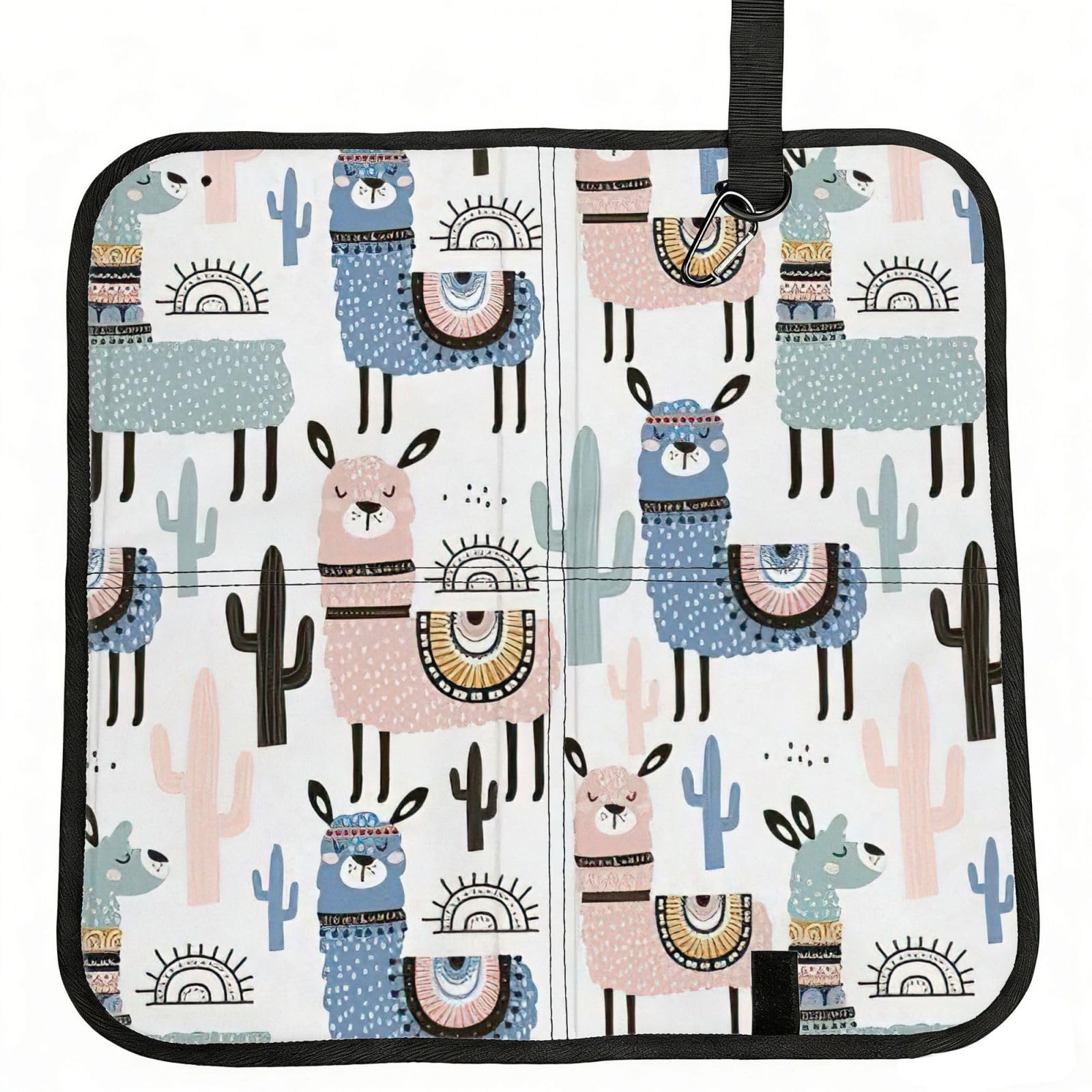 bghdfa Llama Alpaca Cactus Print Outdoor Sitting Mat Waterproof Oxford Cloth Seat Cushion Folding Foam Camping Seat For Picnic