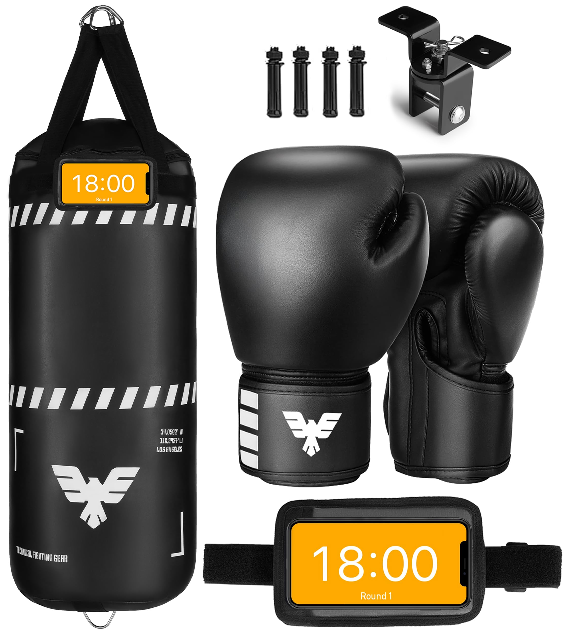 Elite Sports Kids Boxing Punching Bag Set - 2.5ft Heavy Boxing Bag, 6oz Gloves & Phone Case – Youth Boxing, MMA, Home Gym & Martial Arts Training Equipment (Unfilled)