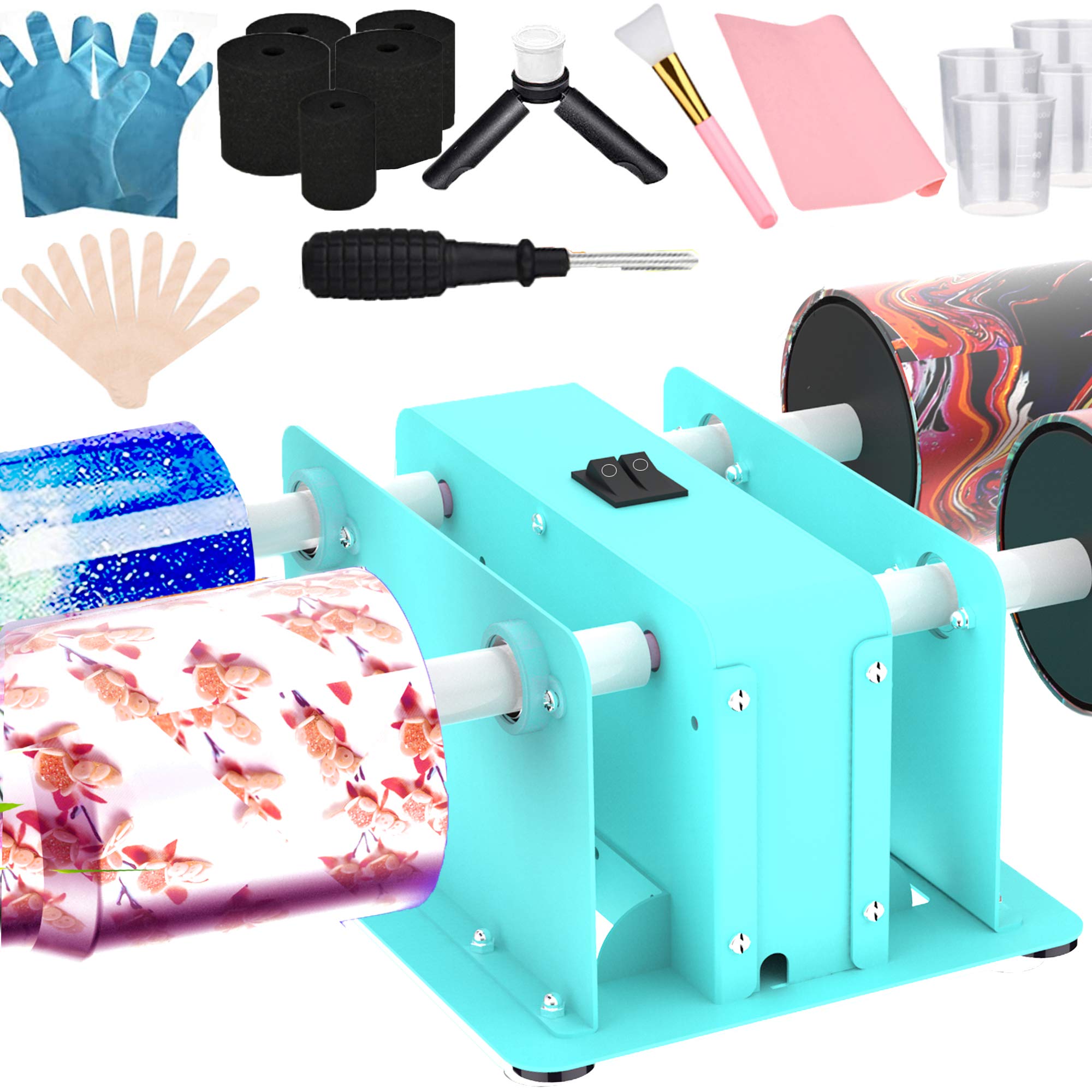 Caramote Creative Cuptisserie 4 Cup Turner Tumbler Steel Frame Cup Spinner Machine for Drying Epoxy Resin DIY Rotisserie Motor Rotator Kit to Personalize Tumbler Spinner Crafts at Home