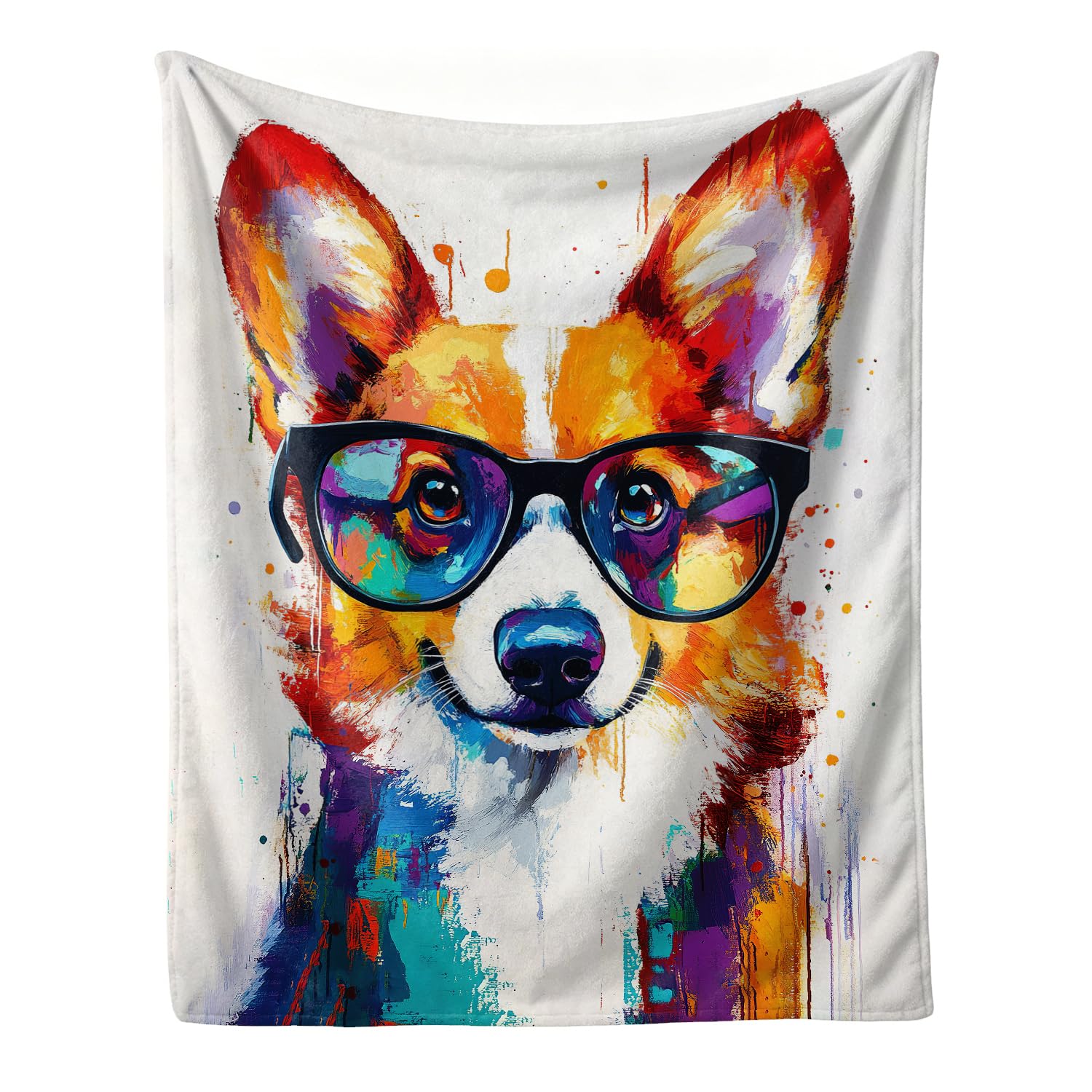 Graffiti Corgi Throw Blanket Soft Warm Plush Pop Art Dog Blanket 40''X50''