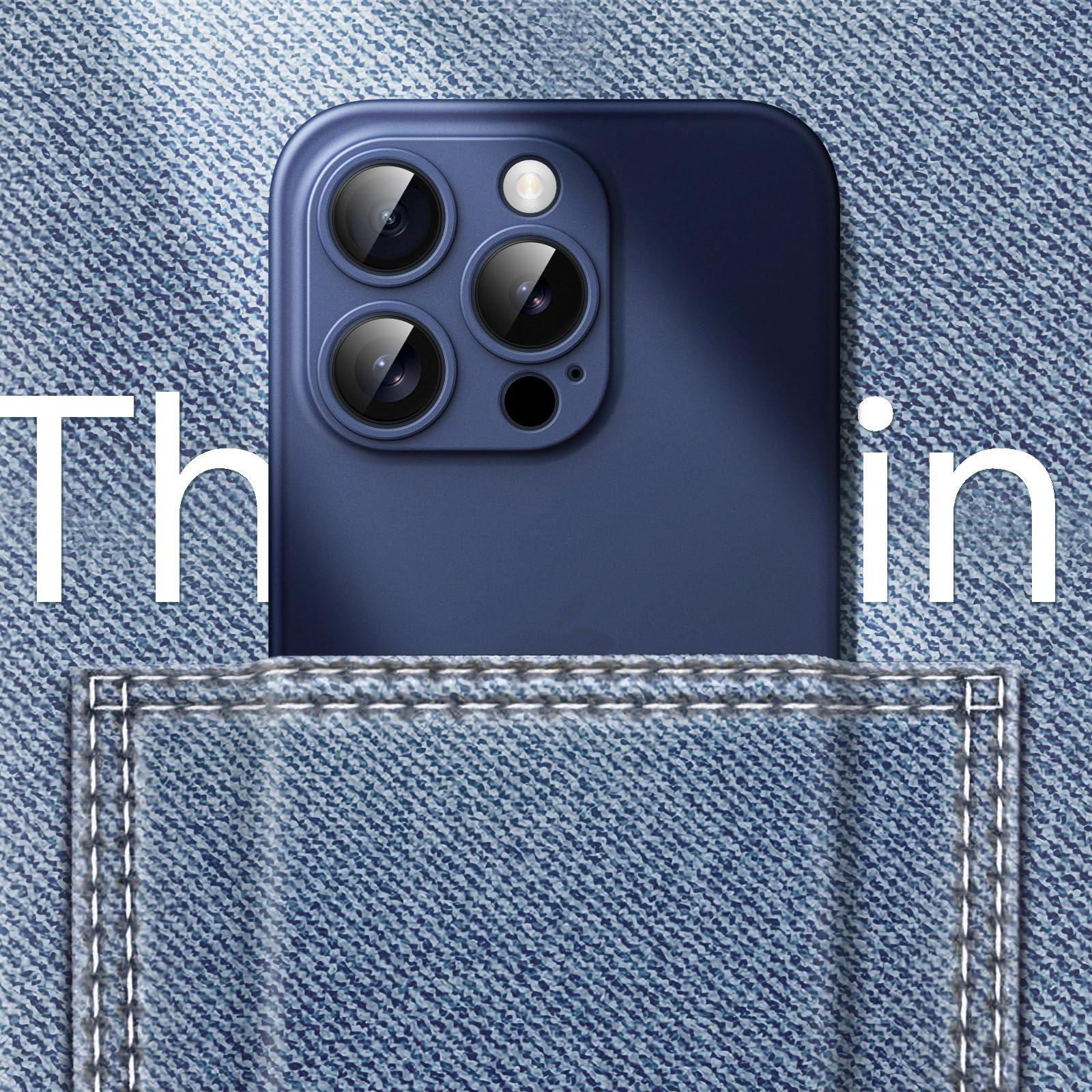 JETech Ultracienkie Etui dla iPhone 15 Pro, Tytan Błękitny | Ochrona Obiektywu Aparatu, Lekkie Matowe Wykończenie, Twarde PP, Ładowanie Bezprzewodowe