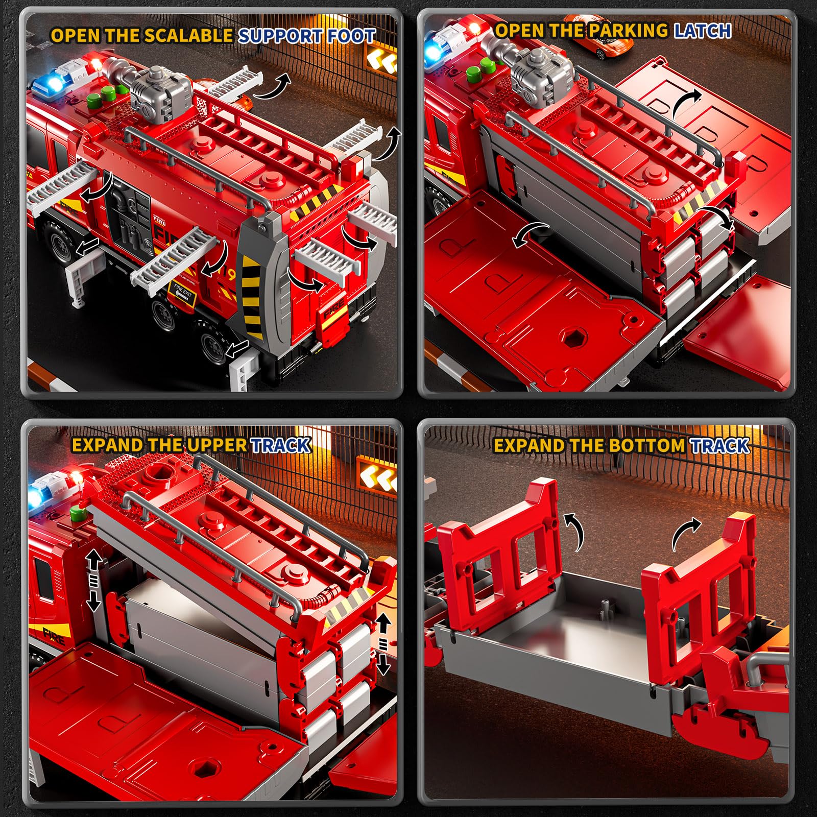 DULONIME Fire Trucks for Toddlers 1-3, Firetruck Toys for Toddlers 1-3 3-5 - Image 2