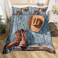 Vista 12 de Funda de edredón rústica de Texas con estrellas del oeste de Texas, juego de ropa de cama para niños y niñas, tablero de madera, funda de edredón