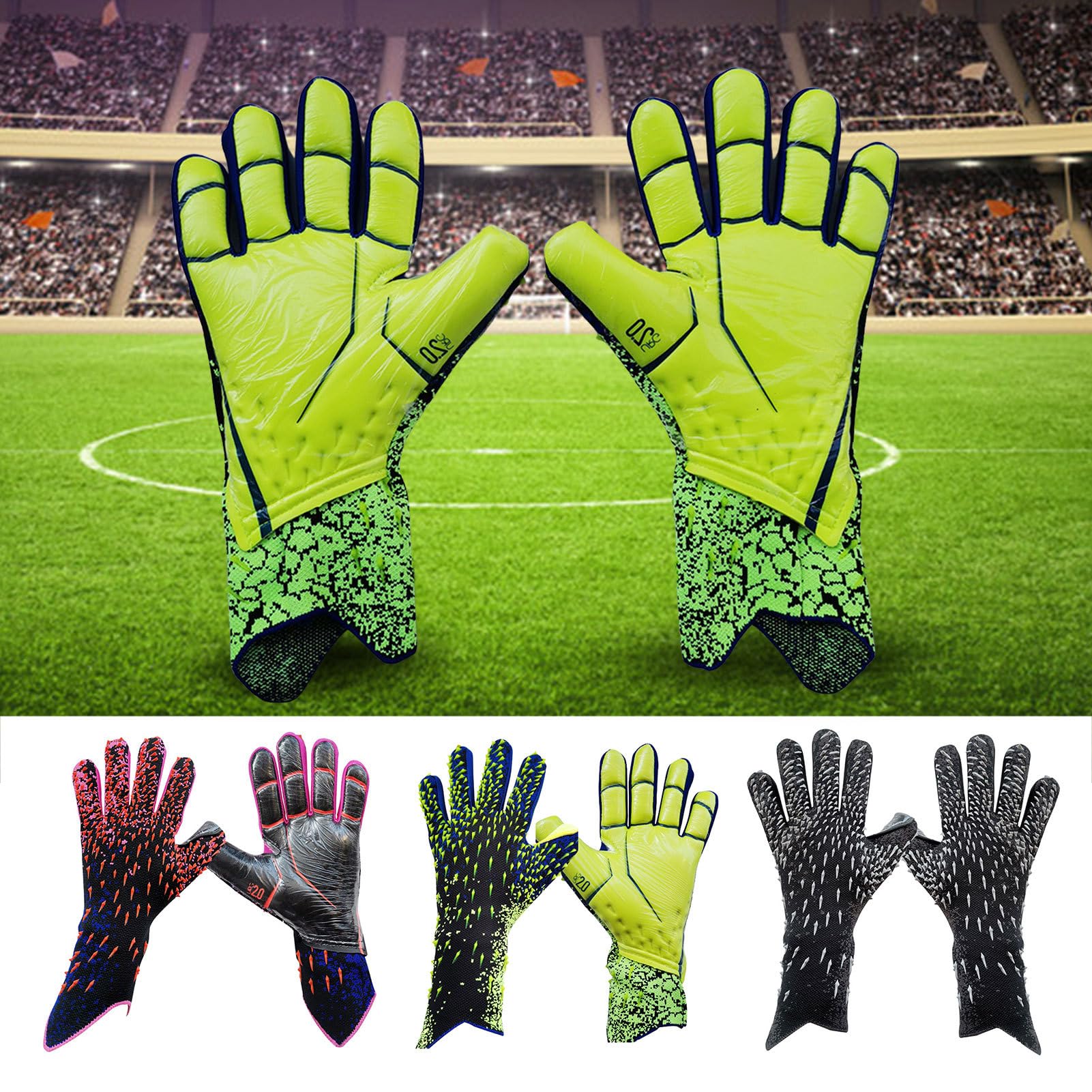 Guanti da portiere per bambini, design antiscivolo, protezione per il polso, ideali per allenamento e partite di calcio