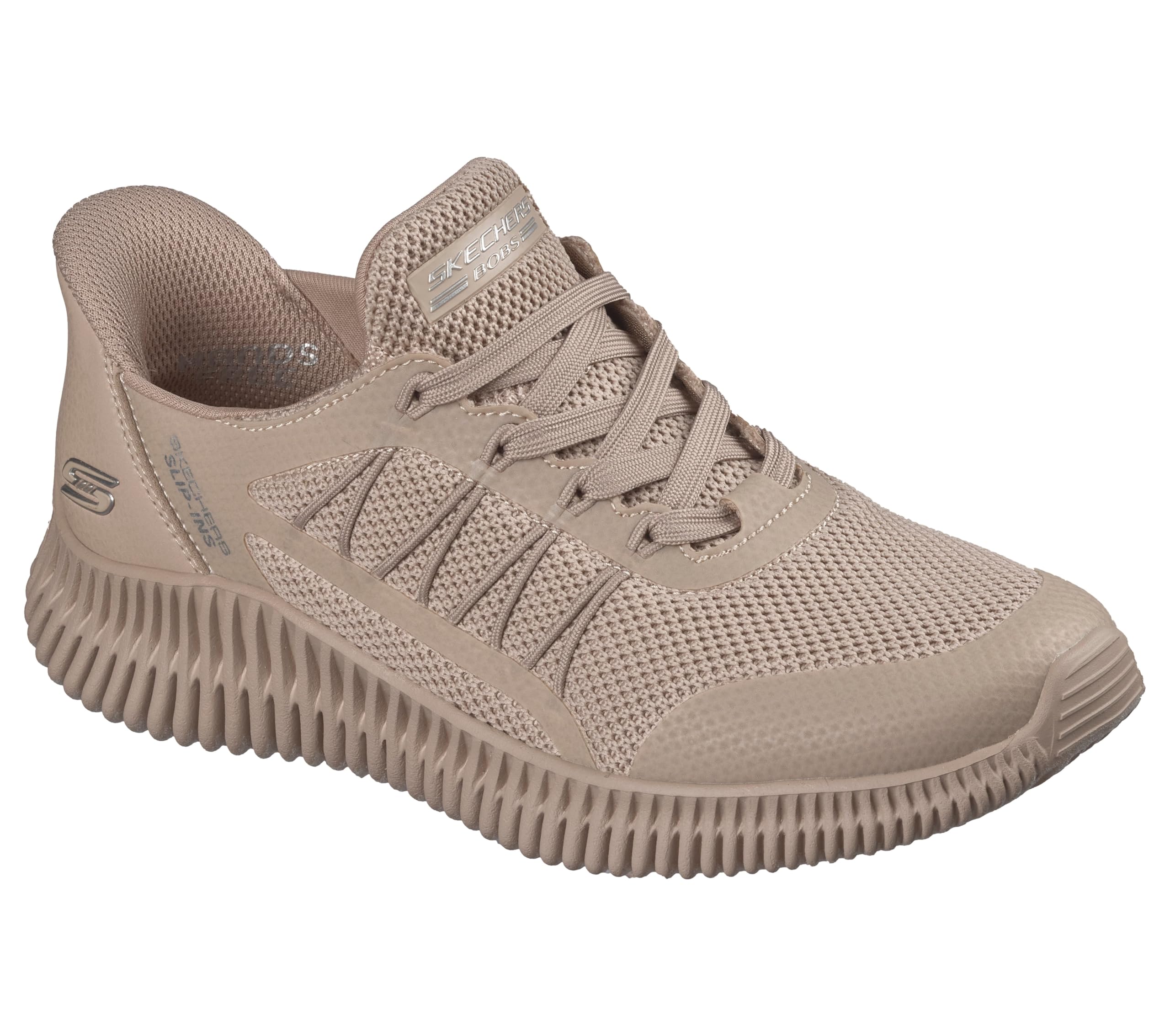 Skechers Women's Bobs Geo Lite Divine Pace Slip-in Trainers, Tan Knit, 4.5 UK