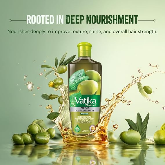 Vatika Naturals Olive Shampoo, Oil & Conditioner Combo, Deep Nourishment, Anti-Frizz & Hydration, Enriched with Virgin Olive Oil & Henna for Smooth, Soft & Radiant Hair, 400ml