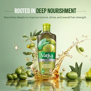 Vatika Naturals Olive Shampoo, Oil & Conditioner Combo, Deep Nourishment, Anti-Frizz & Hydration, Enriched with Virgin Olive Oil & Henna for Smooth, Soft & Radiant Hair, 400ml