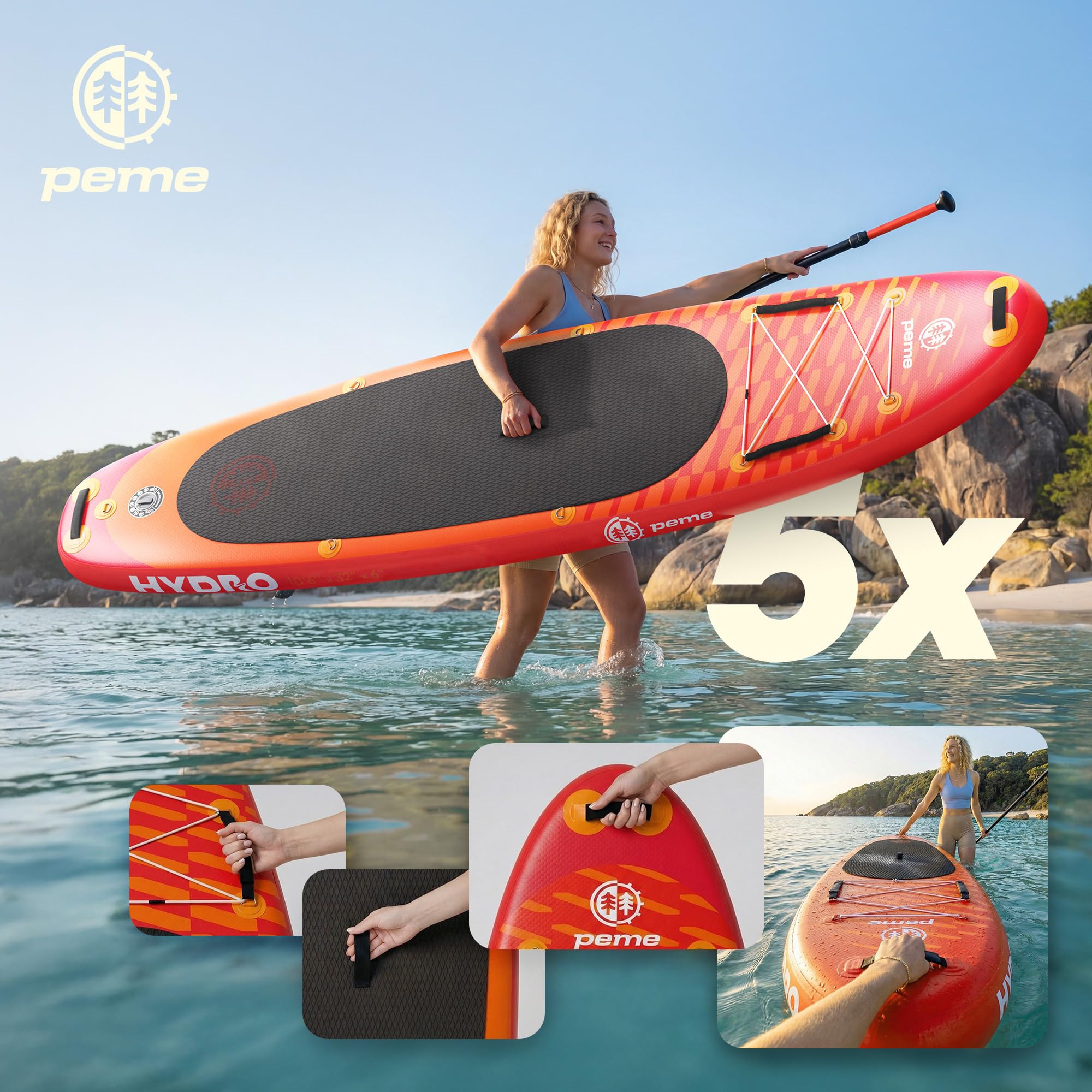 peme Paddle Gonflable Adulte 2 Place Stand Up Paddel Padle Peche Planche Aquatique Surf Standup Loisir pour Sport Mer Lac Rivière Équilibre Dérive avec Pompe Sac Antidérapant 150 166 kg 320 350 cm