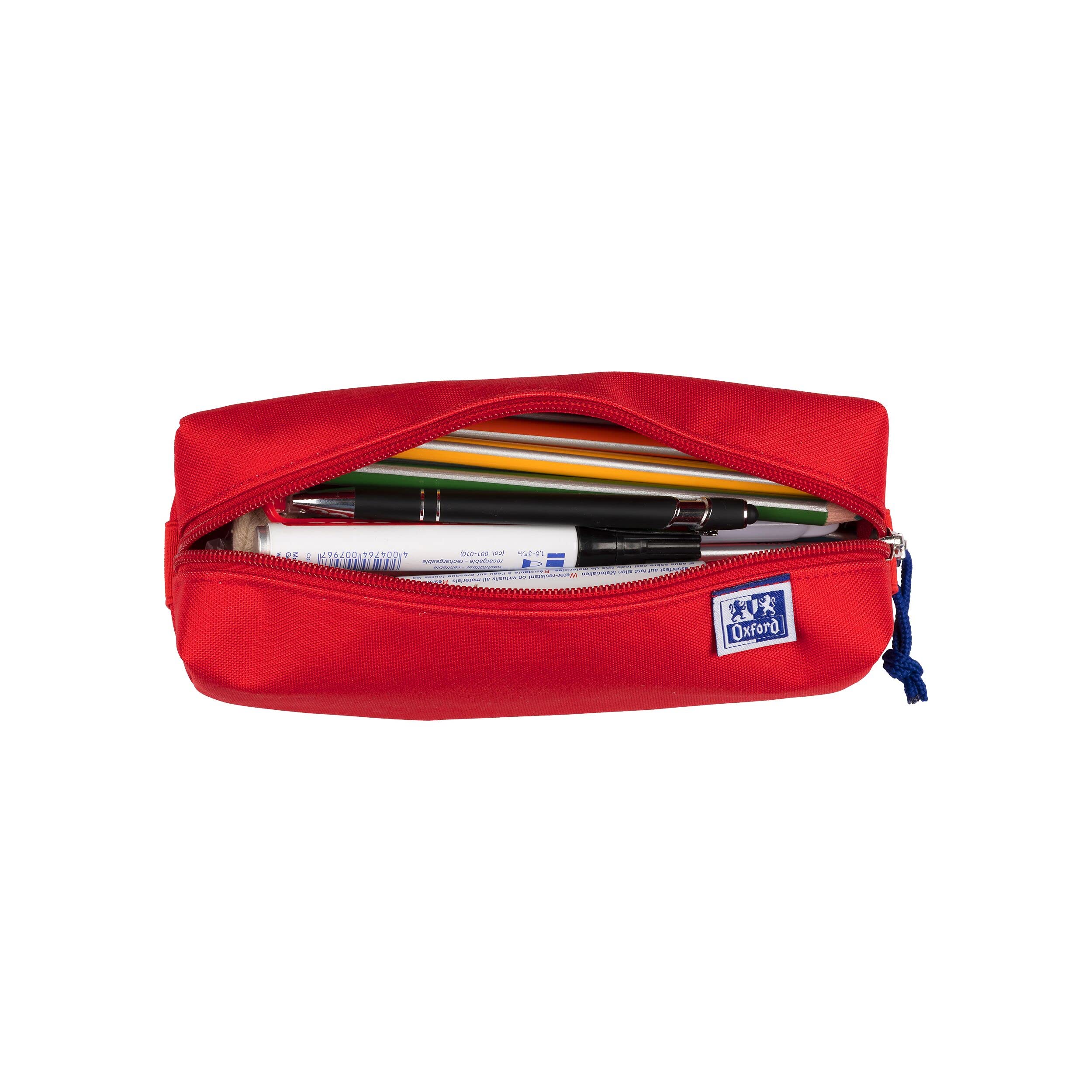 Oxford Girls Boys Rectangle Large Durable Pencil Case Red, 22x8x7cm - Image 2