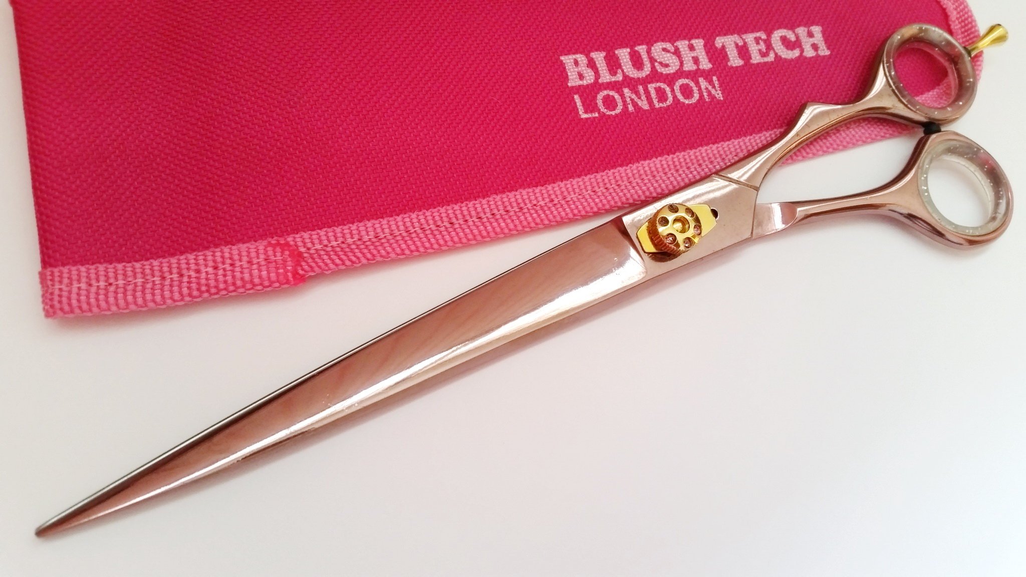 blushtech 9" Professional scissors pet grooming hair shear Dog cat scissors + Free Pouch - Rose Gold Colour