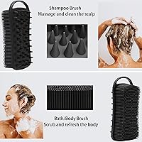 Vista 9 de 2 piezas de cepillo corporal de silicona, cepillo de baño y ducha exfoliante 2 en 1, esponja de loofah de silicona suave para piel sensible
