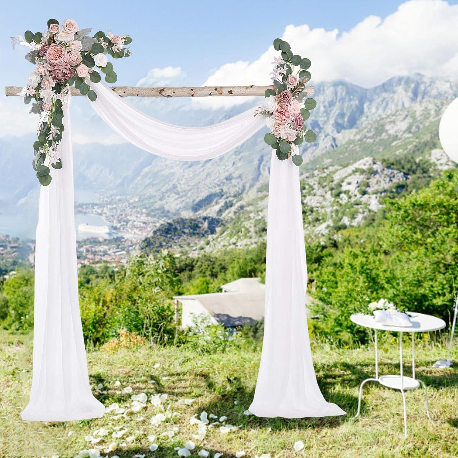 Ｂｈｕｕｎ 壁の結婚式のアーチのための薄い盗品が付いている人工の結婚式のアーチの花のキット, ホワイトピンク