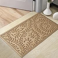 HIYARD Absorbent Non-Slip Front Door Mat 29x17 Beige - Low-Profile Indoor Outdoor Welcome Doormat, Fade-Resistant Dirt Trapping Entry Rug