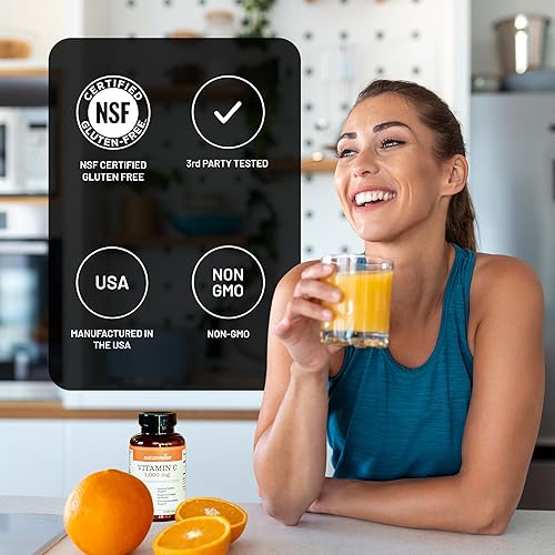 Miniatura 6 de NatureWise Cápsulas de vitamina C de 1000 mg  Vitamina C vegana extra fuerte para antioxidante diario y apoyo inmunológico  Sin OMG, fabricado en