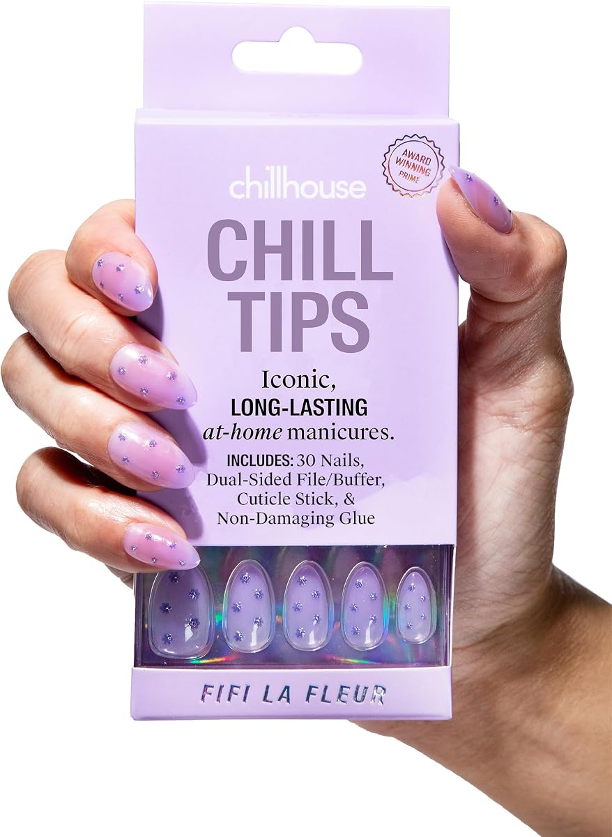 Chillhouse - Chill Tips, Press on Nails Kit - Fifi La Fleur (Almond) - 30 Nail Shapes & Sizes - Up to 2 Weeks of Wear - Customizable Fit - Reusable - Latina Founded & Women Owned - Beauty & Self Care