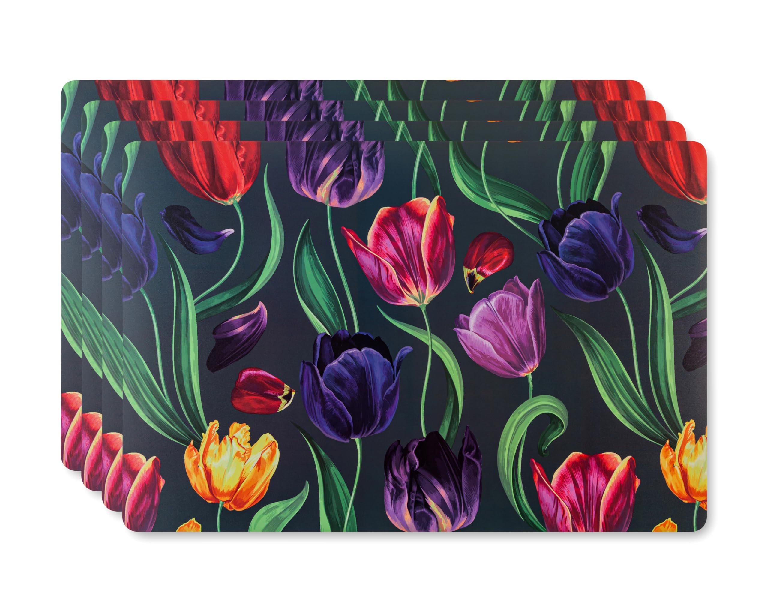 Platzdeckchen-Set, strapazierfähig, gewebtes Vinyl, für drinnen und draußen, hitzebeständig, waschbar, abwischbar, Küchen- und Terrassenwäsche, quadratische Tischsets, Tullip