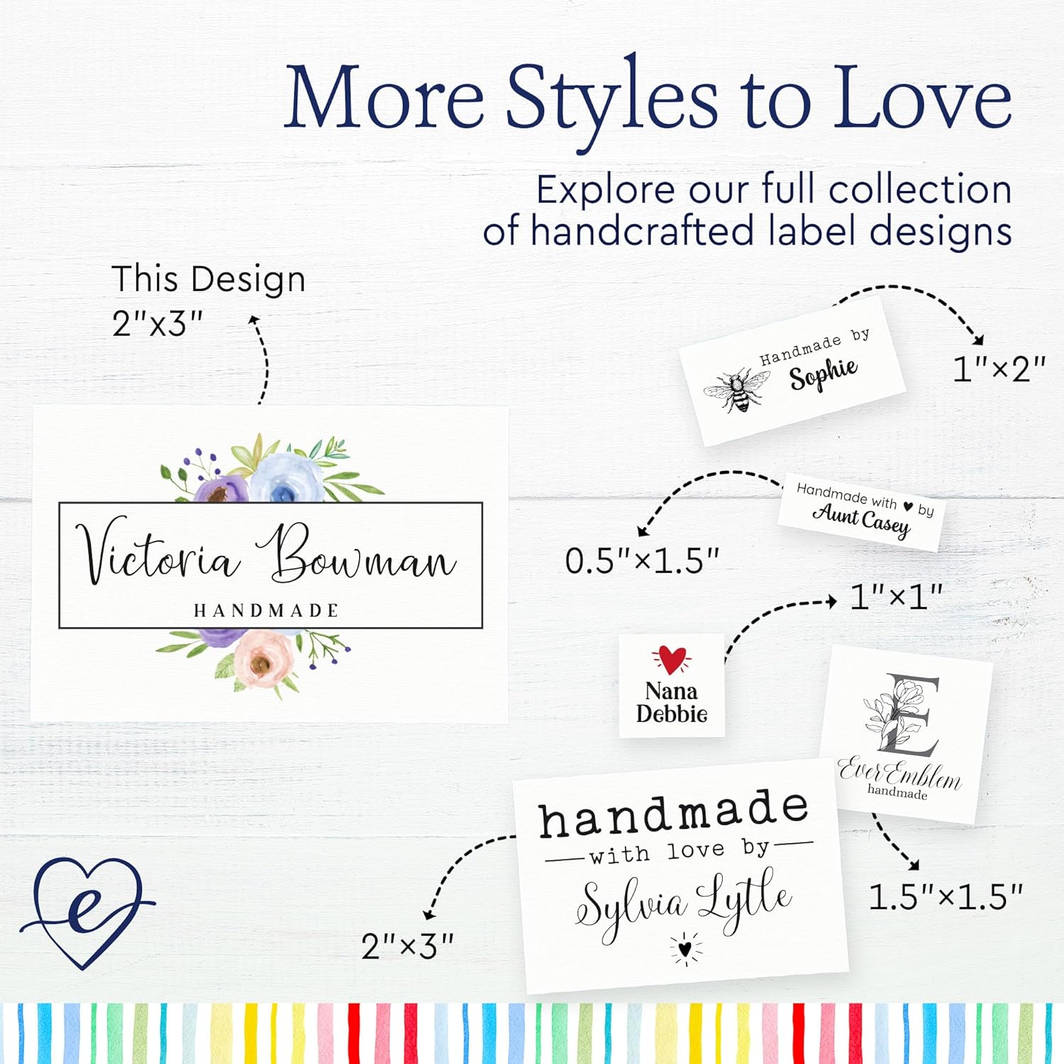 2”x3” Personalized Quilt Labels, Set of 12 labels, Custom Cotton Fabric Tags – Sew On or Iron On – Ideal gift for Quilters, Knitters, and Crafters – Machine Washable sewing labels - watercolor flowers