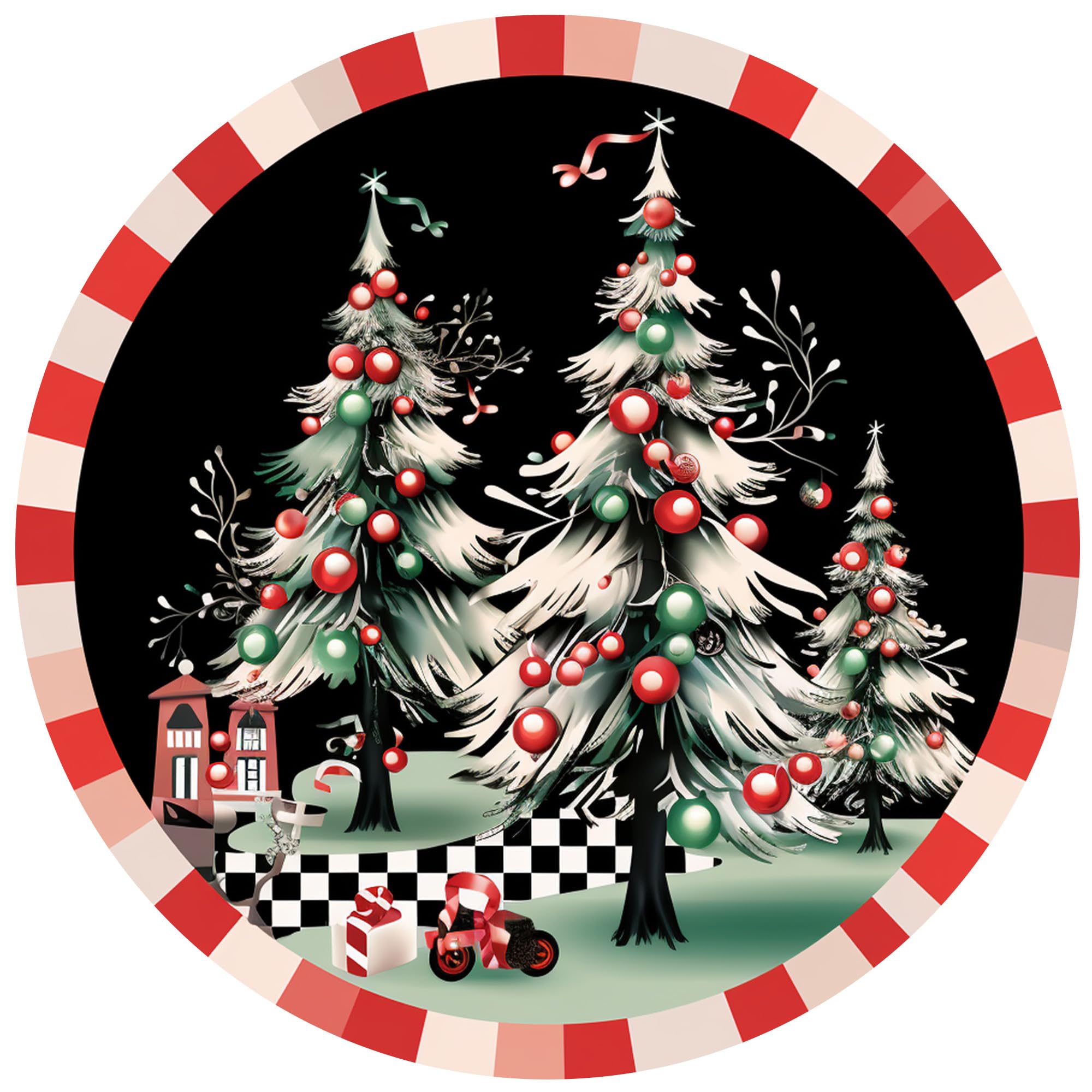 Rustic Wall Decor Wall Plaque Sign Round Metal Tin Sign Round Welcome Door Hanging,Suitable for Home Garden Kitchen Bar Cafe Restaurant Garage Wall Decor Retro Vintage 8x8 Inch (MERRY CHRISTMAS)