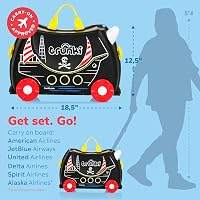 Trunki Gyermek Utazóbőrönd - 18L Kézipoggyász Ráülhető Kerekekkel, Húzópánttal és Vállszíjjal, Unisex Gyerekeknek 2
