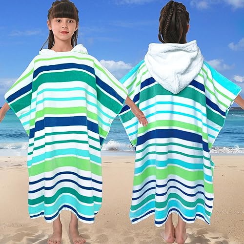 VOOVA & MOVAS Toallas tipo poncho con capucha para adolescentes (8 a 16 años), toalla de poncho gruesa 100% algodón para niños grandes, perfecta