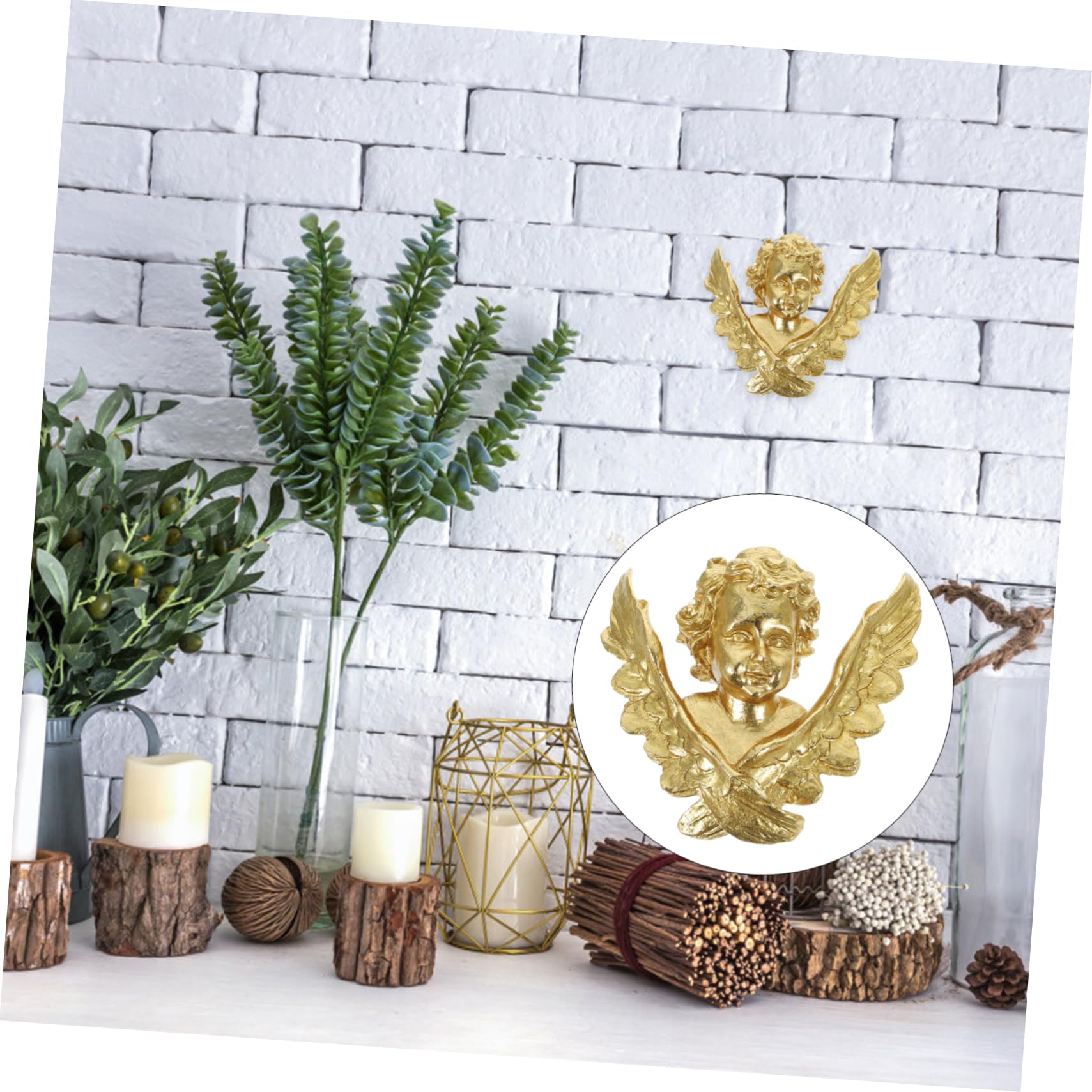 Amazon.co.jp: GREENADSCAPE ヴィンテージの黄金の天使の壁掛け装飾