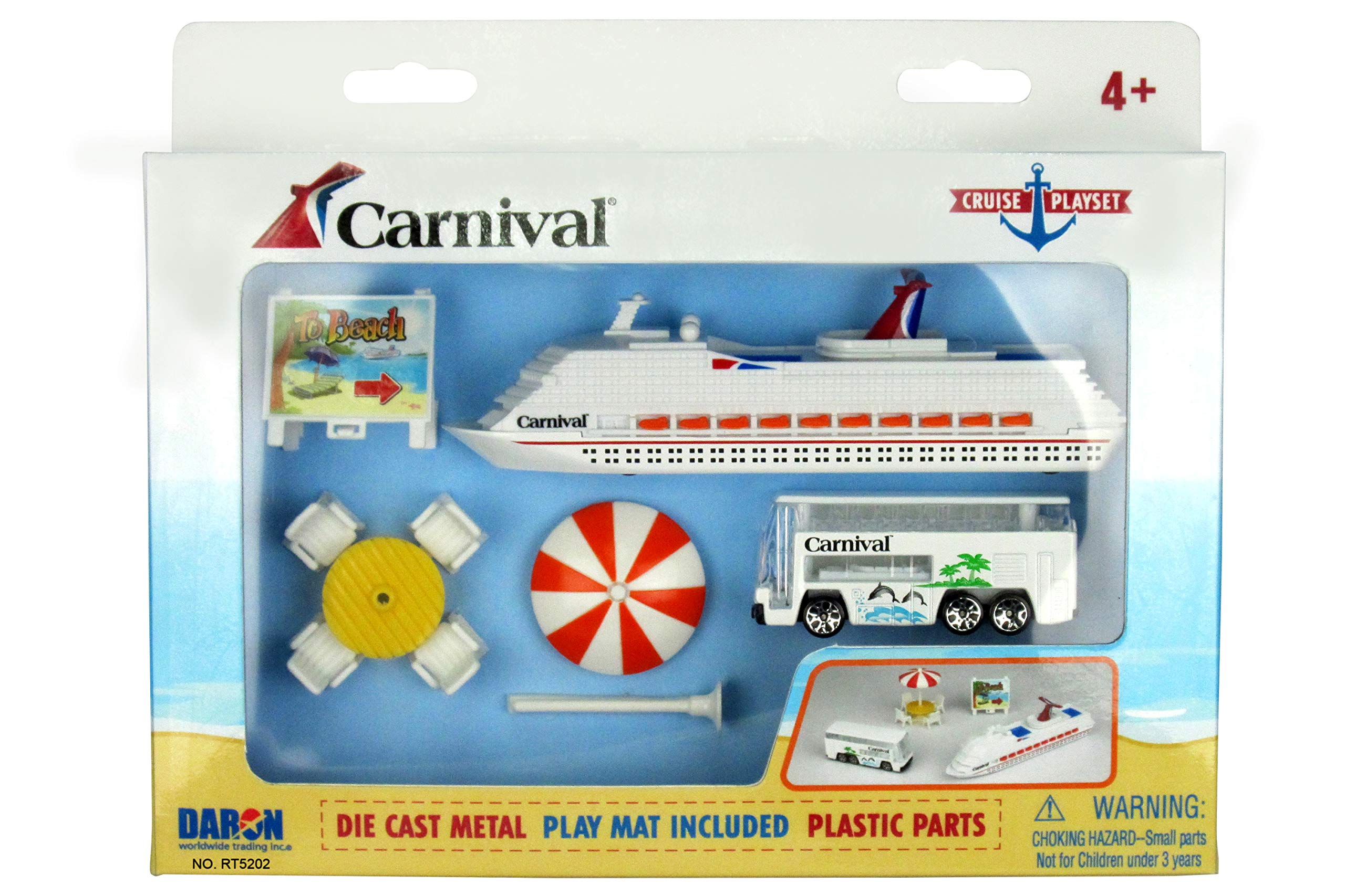 Daron Carnival Playset with various vehicles and figures on a playmat
