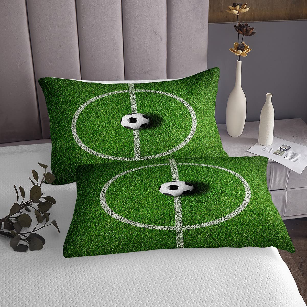 Homemissing Set di biancheria da letto per bambini con copriletto trapuntato per bambini, per ragazzi, ragazzi, campi da calcio, giochi competitivi trapuntati, traspirante, per sport, set matrimoniale