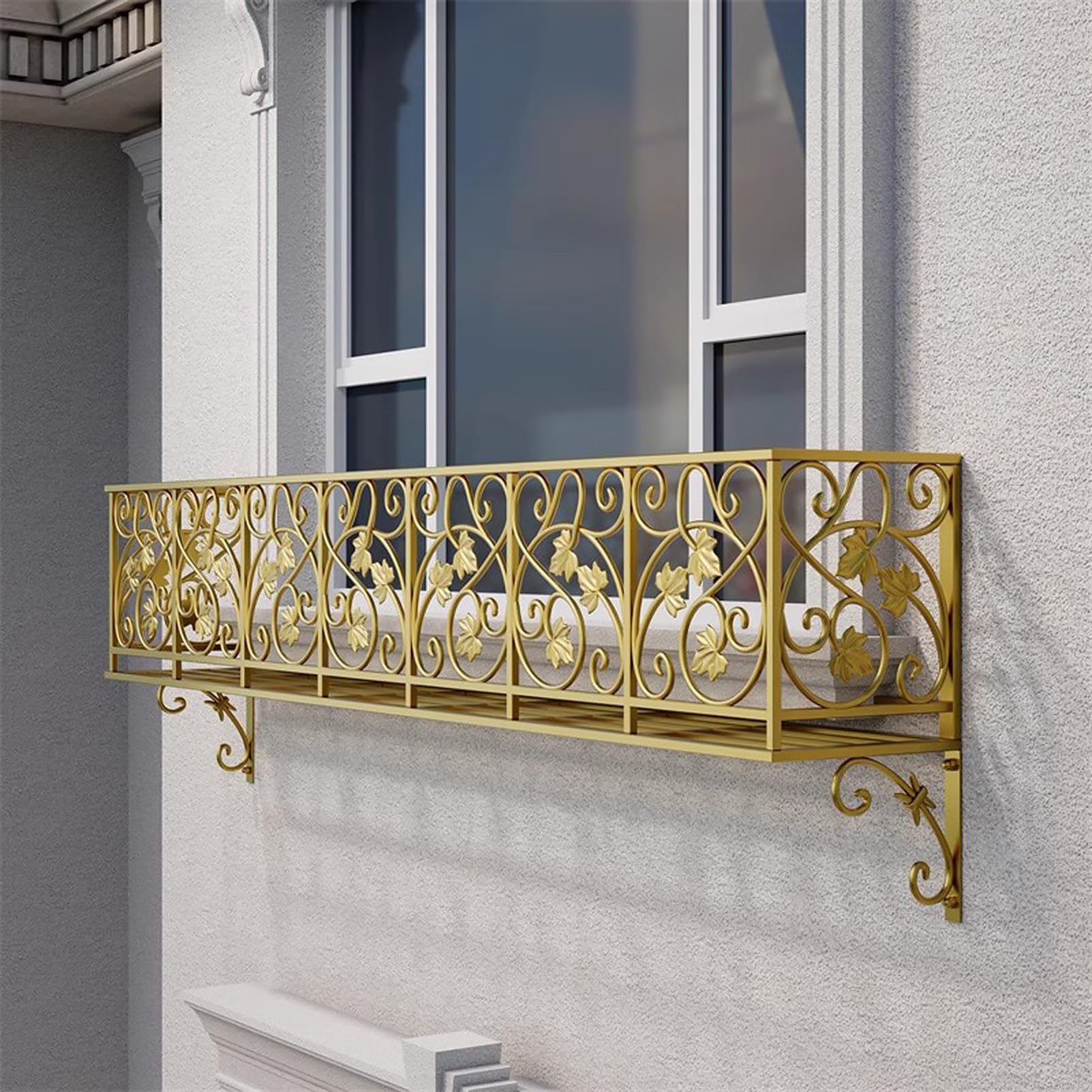 Montowane na ścianie półki na rośliny zewnętrzne – wytrzymały metalowy uchwyt na kwiaty na balkon i do użytku wewnątrz dekoracyjny wiszący stojak na rośliny do ogrodu, domu i na patio