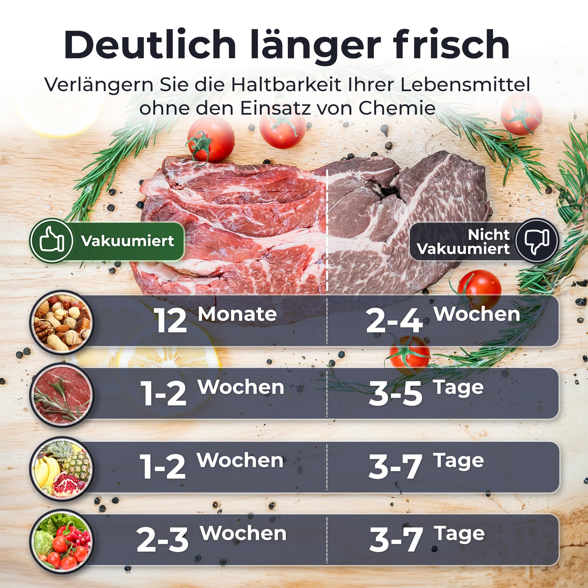 KLAMER Vakuumiergerät Kammer Edelstahl 98 kPa Profi Kammervakuumierer Marinier-Funktion Einstellbare Vakuumzeit & Schweißzeit