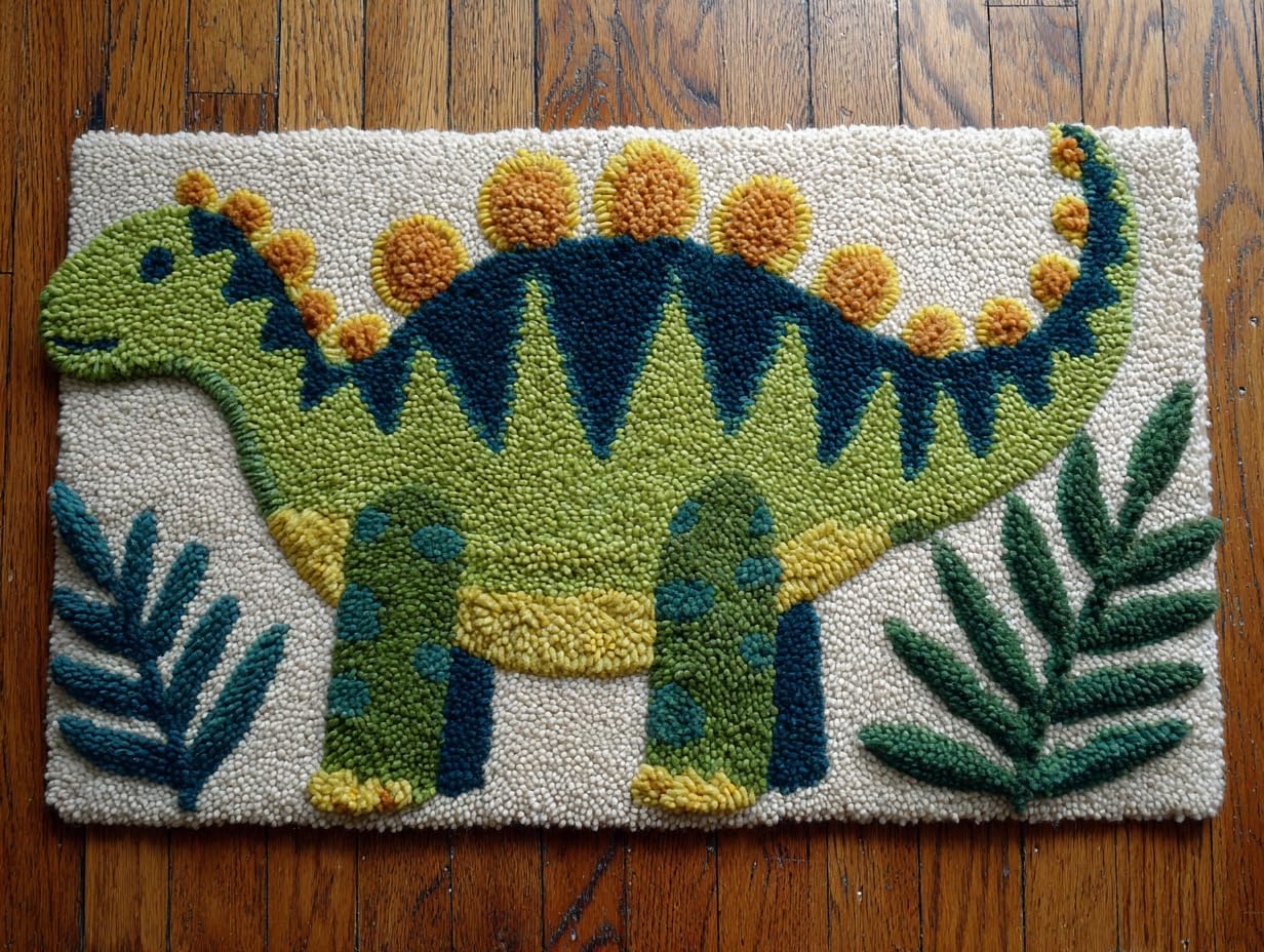 DIY Latch Hook Rug Kit Dinosaur Color-Stamped Carpet Tapestry 52x38cm Yarn Hooking Crochet Mat Home Floor Decor