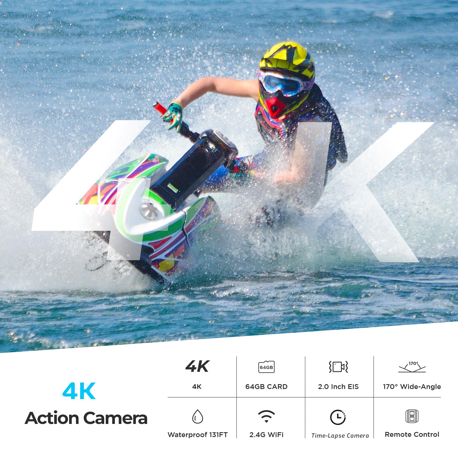 Action Cam 4K60 FPS 64G SD Card WiFi Camera - Dettaglio