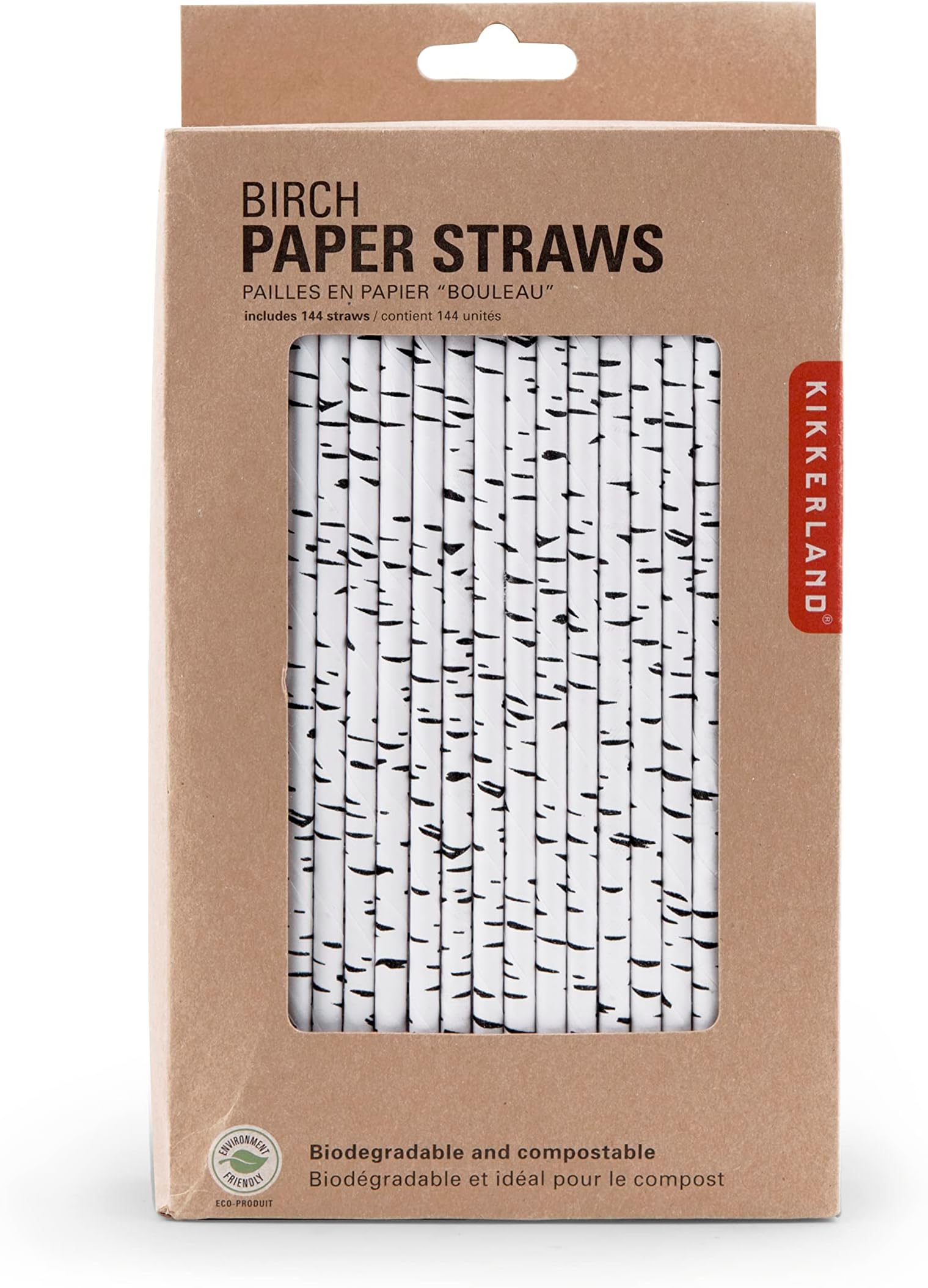 Kikkerland Biodegradable Paper Straws, Birch